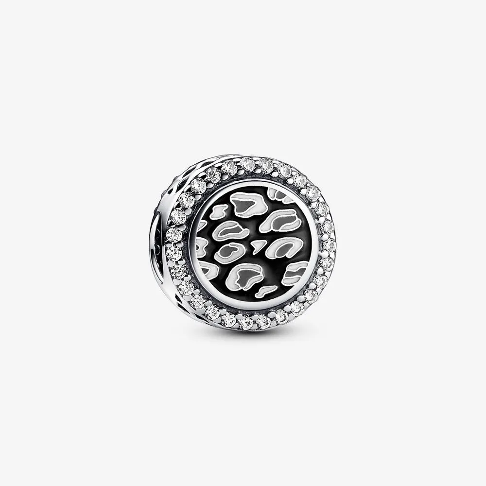 pandora black leopard print sterling silver charm 792016cz_e023