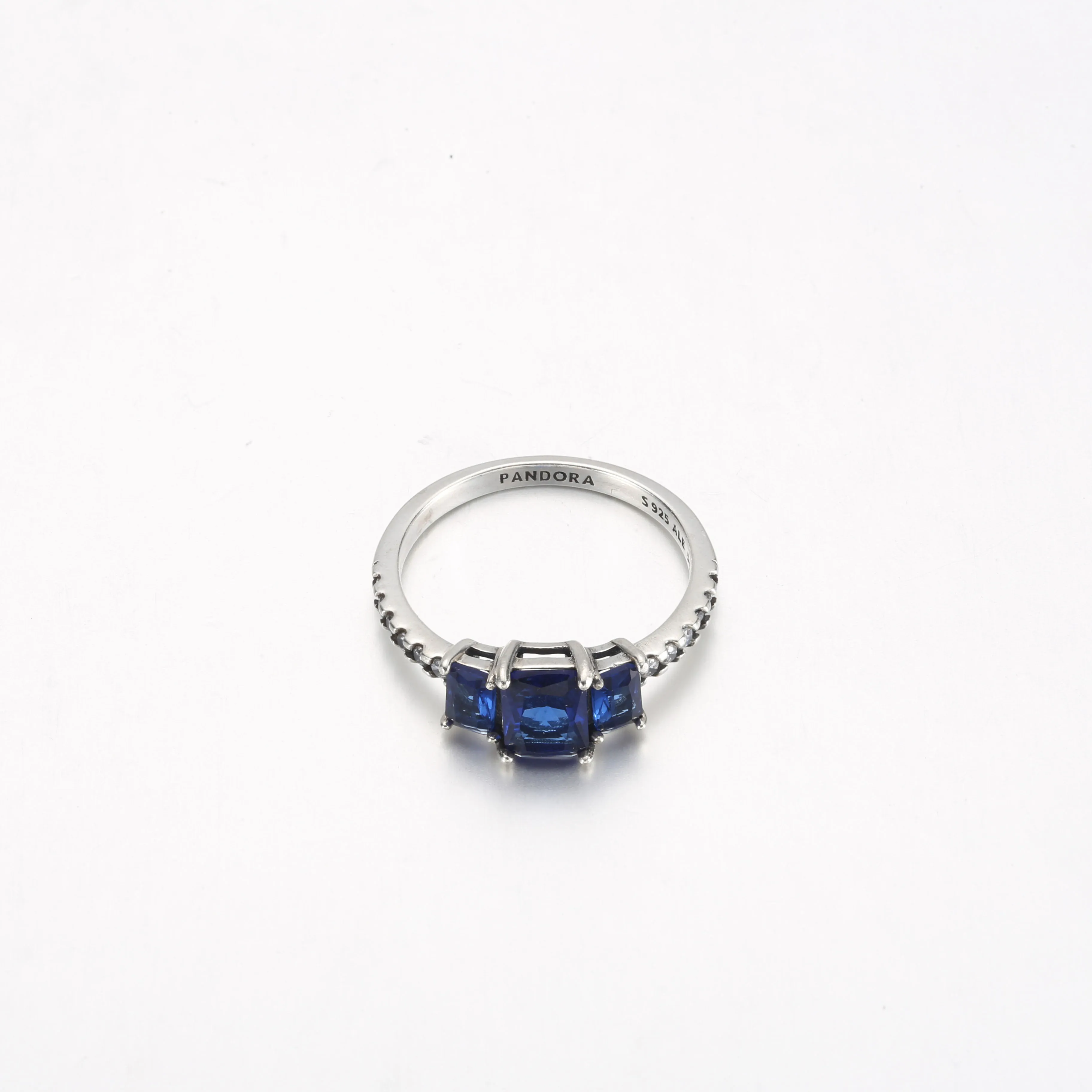 Pandora Blue Rectangular Three Stone Sparkling Ring - 192389C01