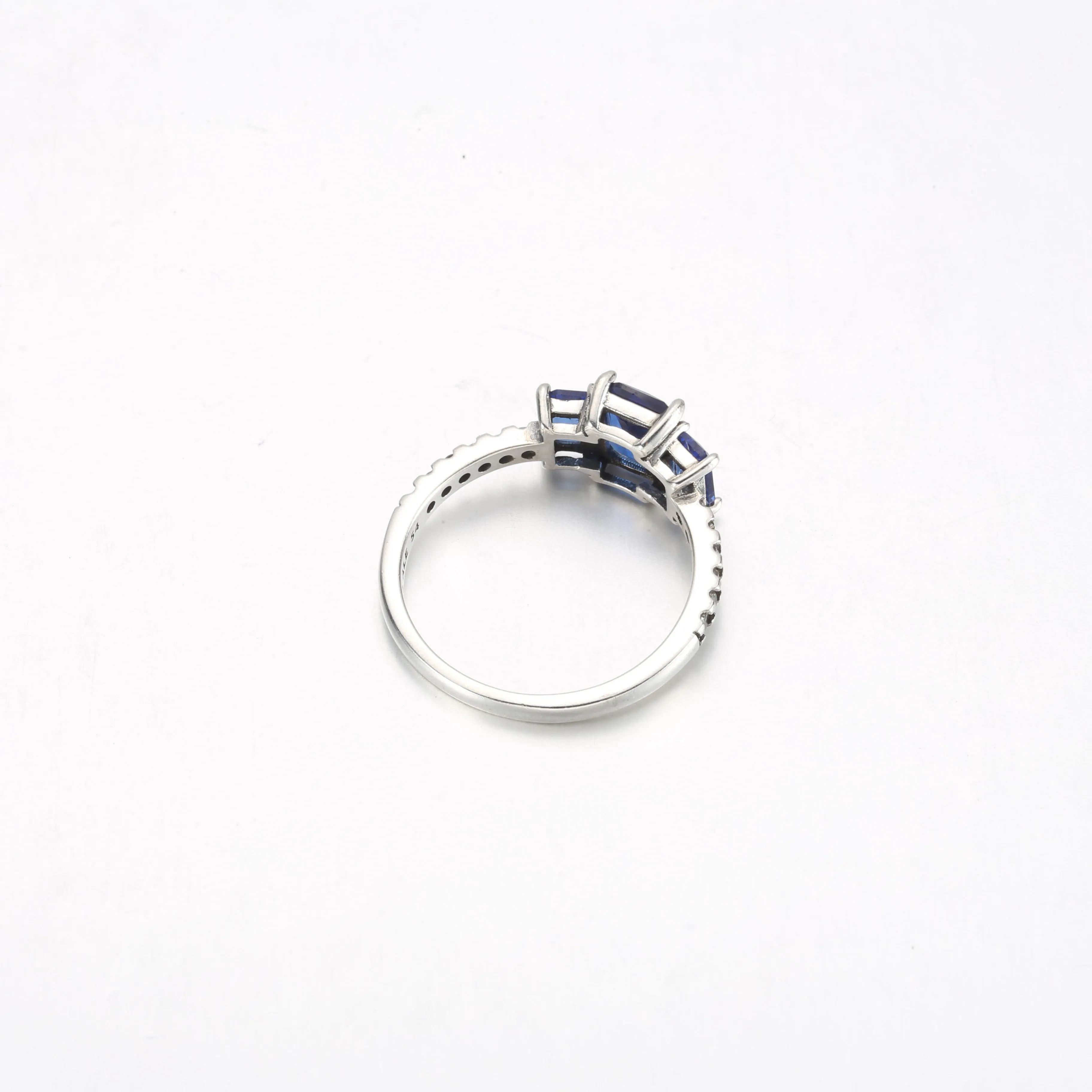 Pandora Blue Rectangular Three Stone Sparkling Ring - 192389C01