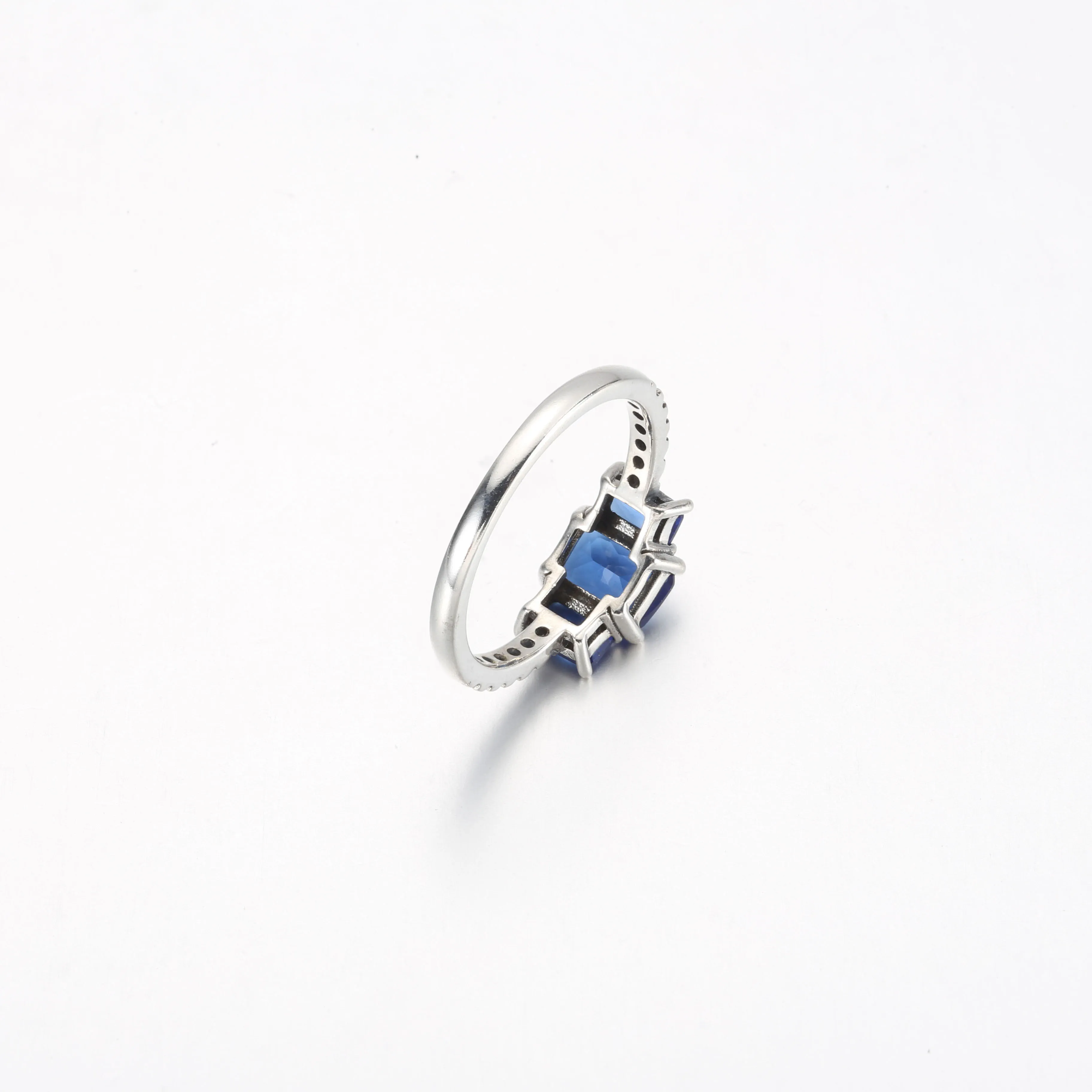 Pandora Blue Rectangular Three Stone Sparkling Ring - 192389C01