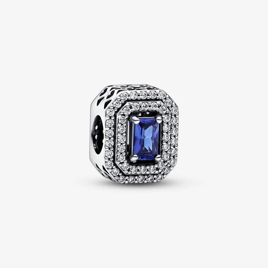 Pandora Blue Sparkling Leveled Rectangular Charm - 792385c01