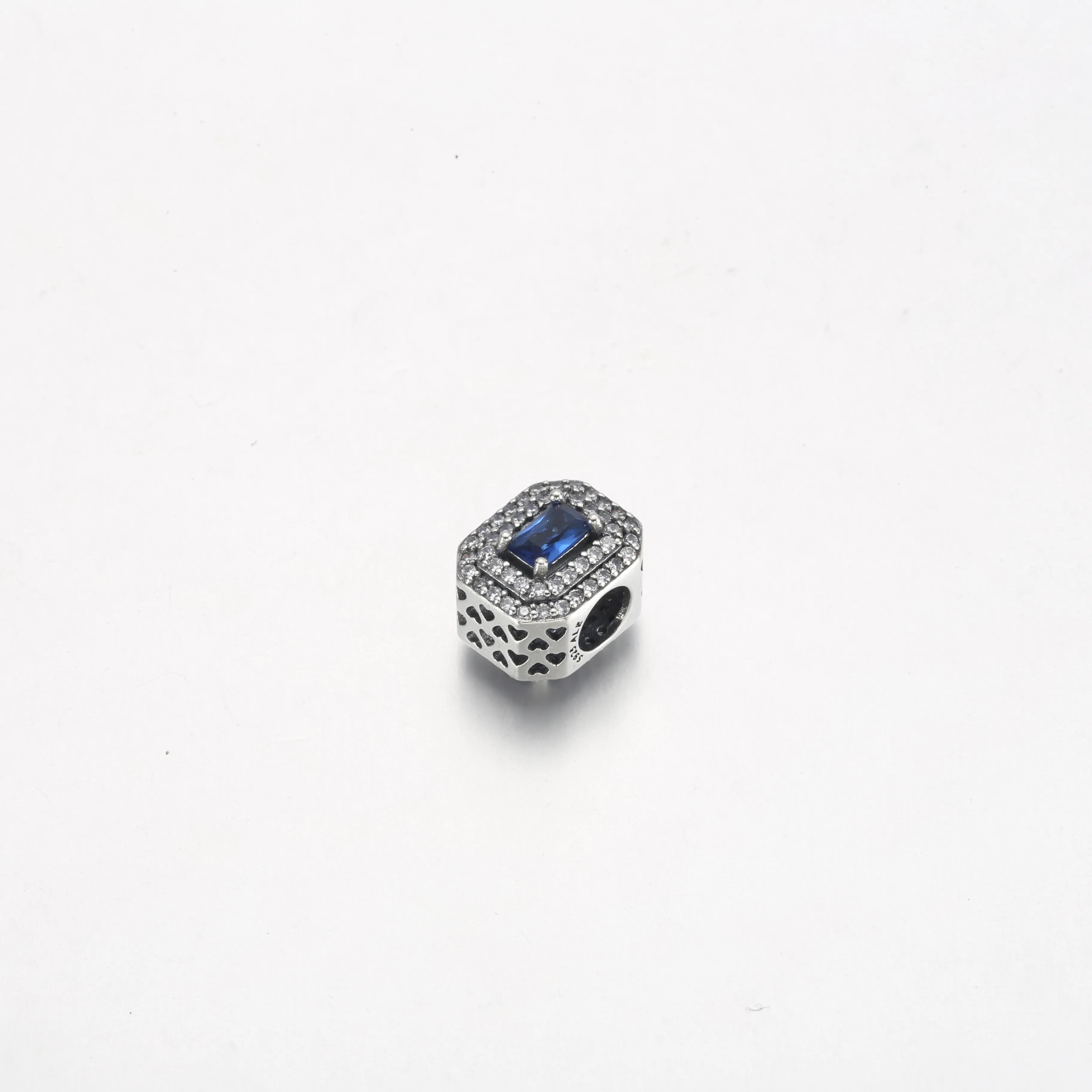 Pandora Blue Sparkling Leveled Rectangular Charm - 792385c01