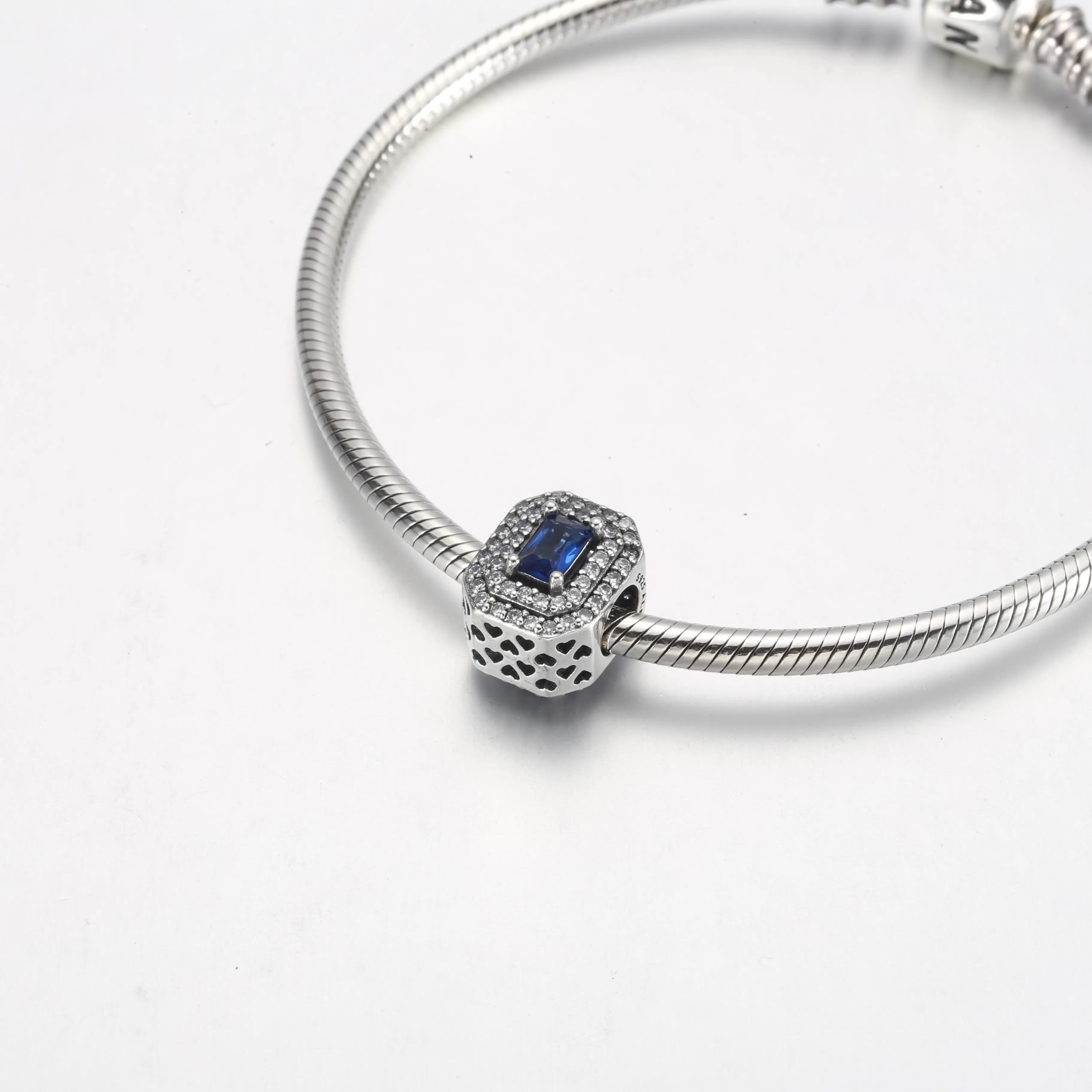 Pandora Blue Sparkling Leveled Rectangular Charm - 792385c01