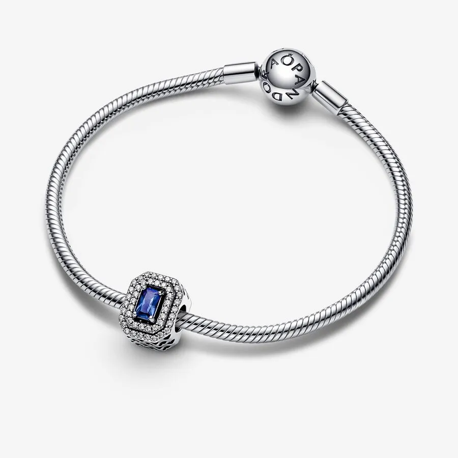 Pandora Blue Sparkling Leveled Rectangular Charm - 792385c01