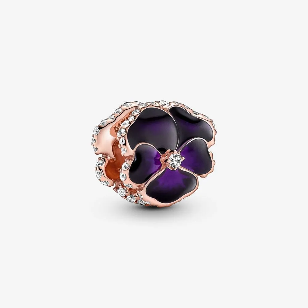 pandora deep purple pansy flower charm 780777c01