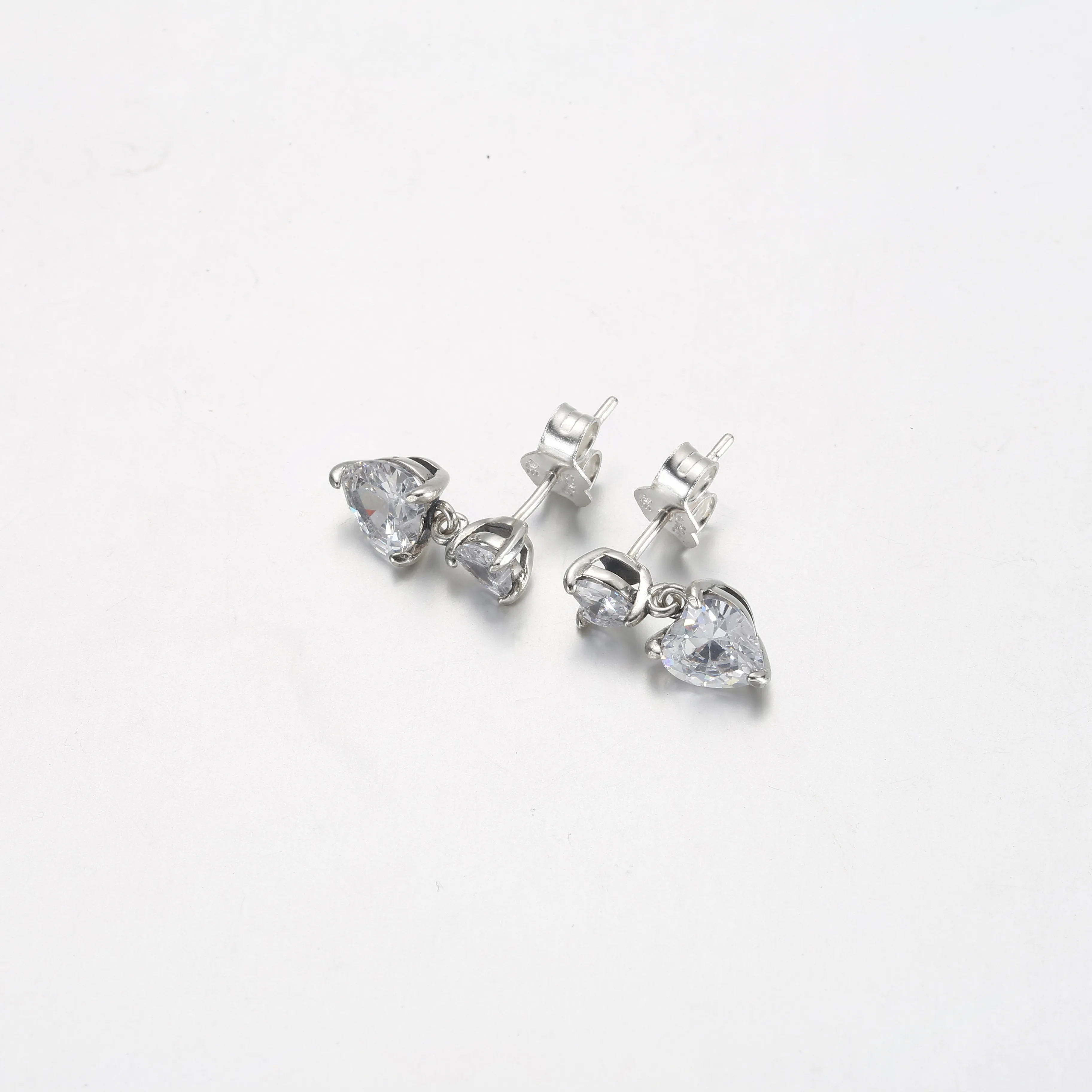 Pandora Double Heart Sparkling Stud Earrings - 291199C01