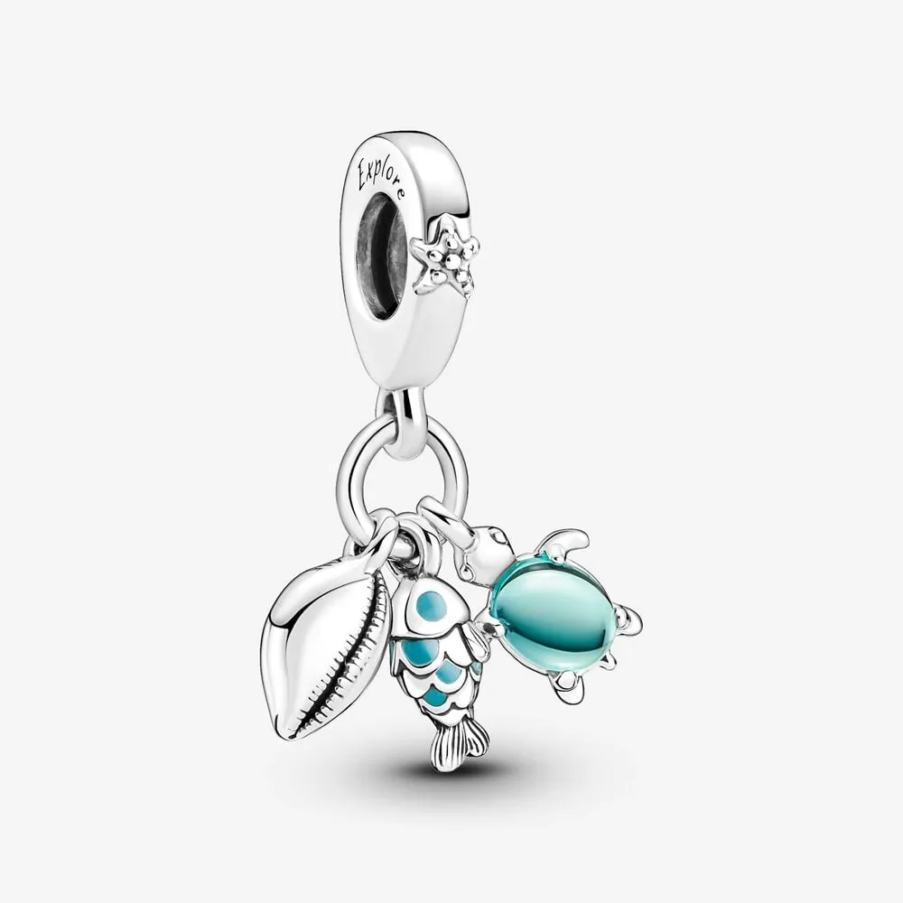 Pandora Fish, Sea Turtle & Conch Triple Dangle Charm - 791697C01