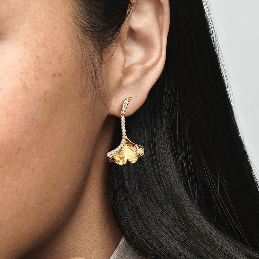 Pandora Ginkgo 14k gold-plated drop earrings - 262440C01