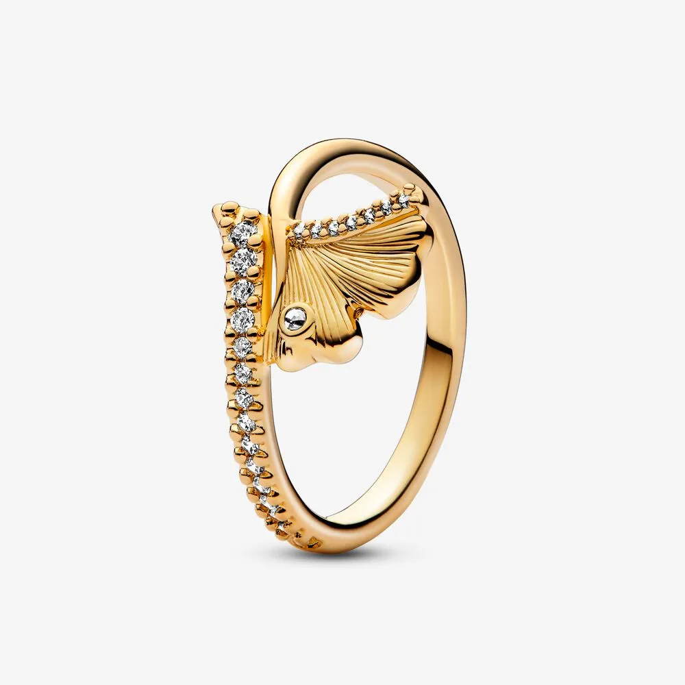 pandora ginkgo 14k goldplated ring 162444c01