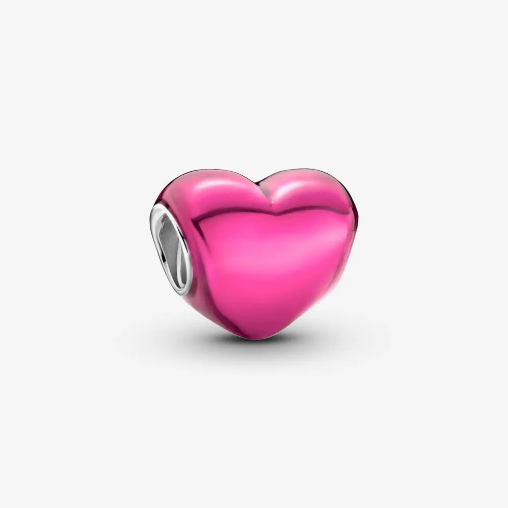 pandora metallic pink heart charm 799291c03