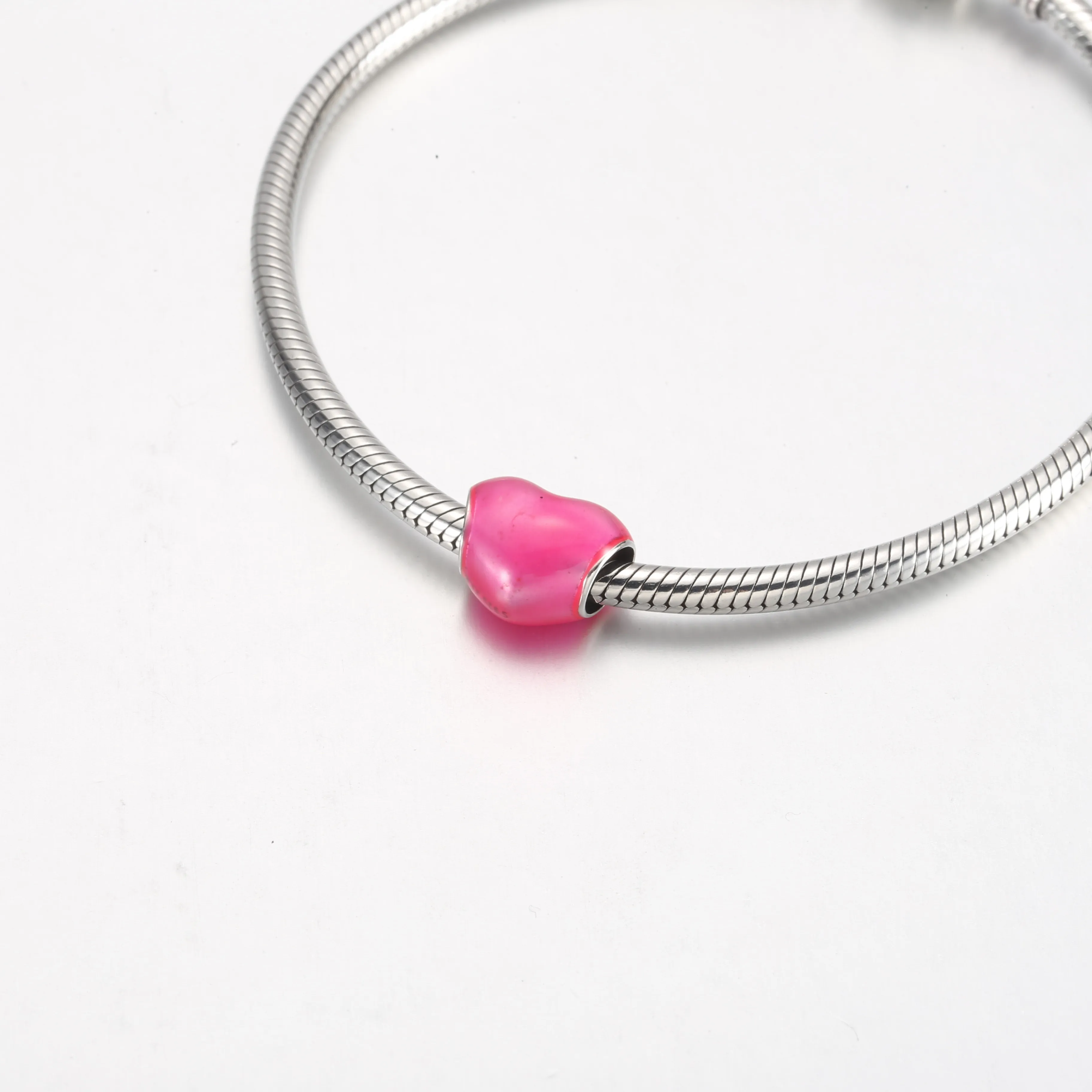 Pandora Metallic Pink Heart Charm - 799291C03