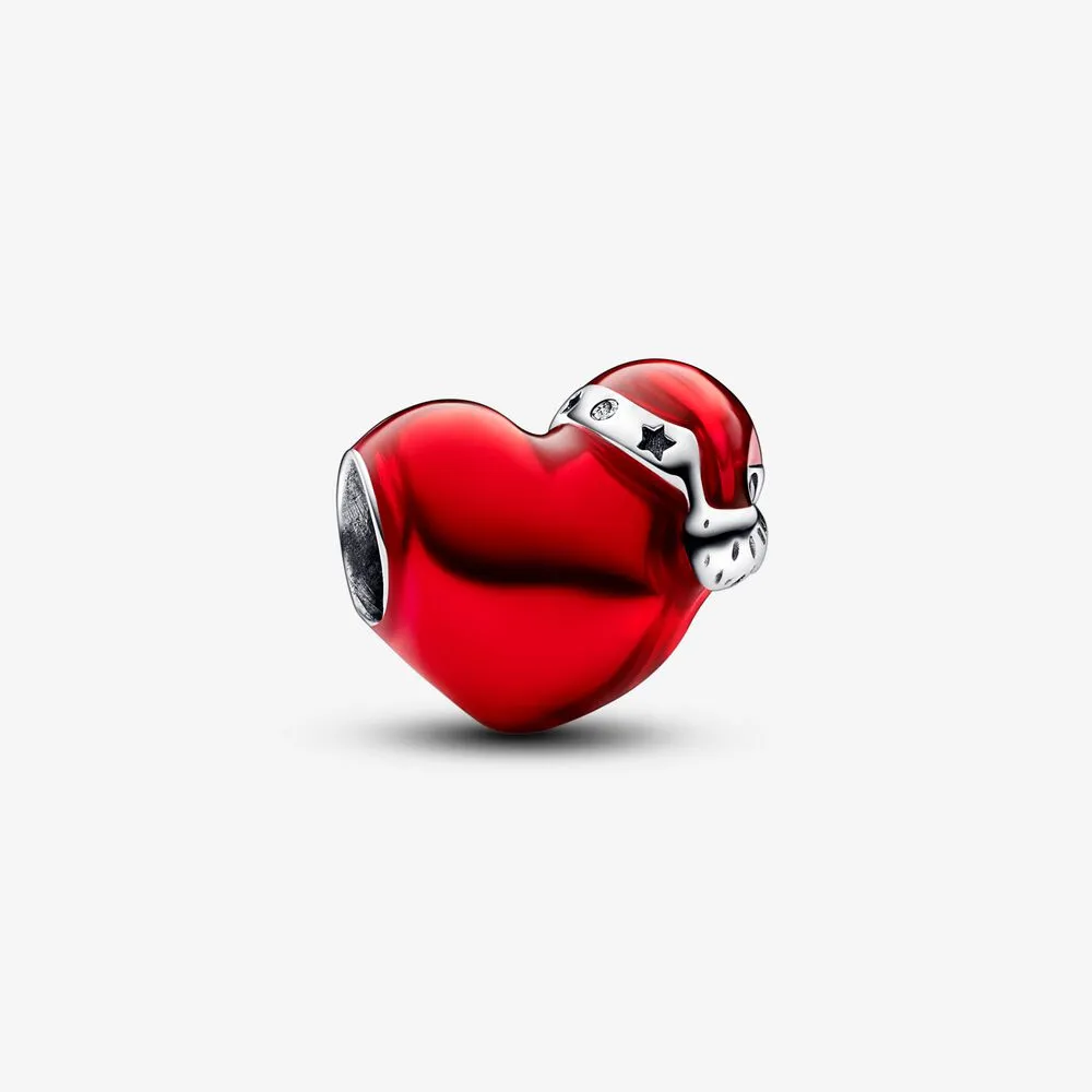 pandora metallic red christmas heart charm 792336c01