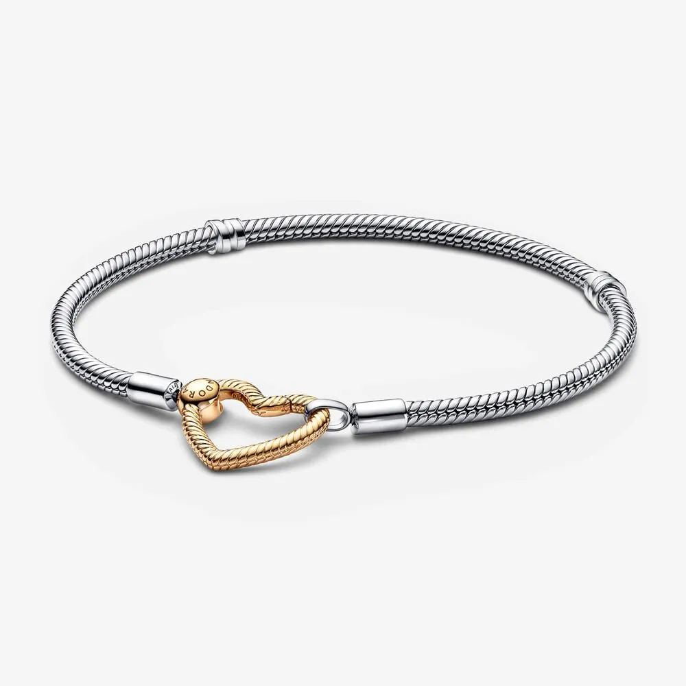 pandora moments heart closure snake chain bracelet 569539c00