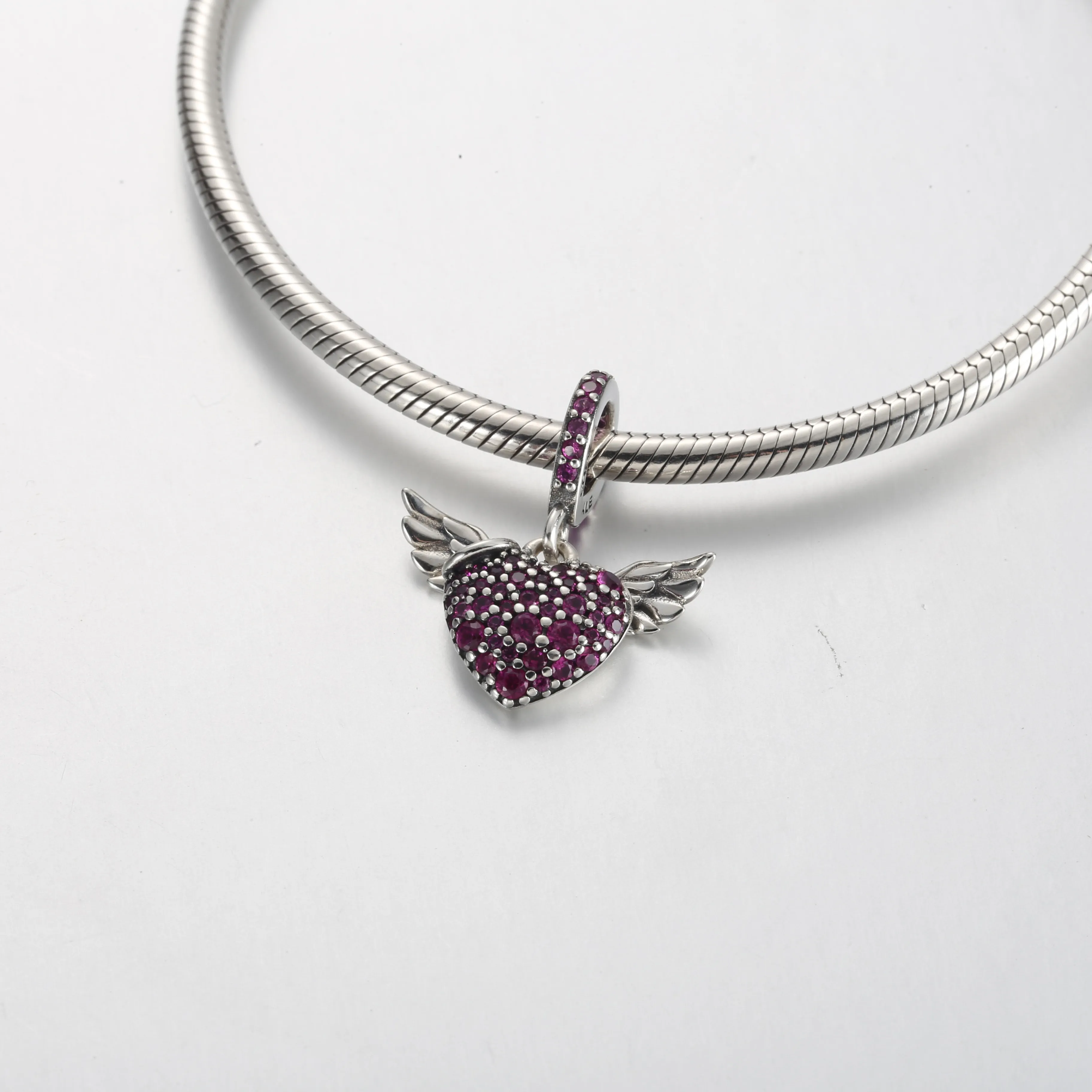 Pandora Pavé Heart and Angel Wings Necklace - 398505C01