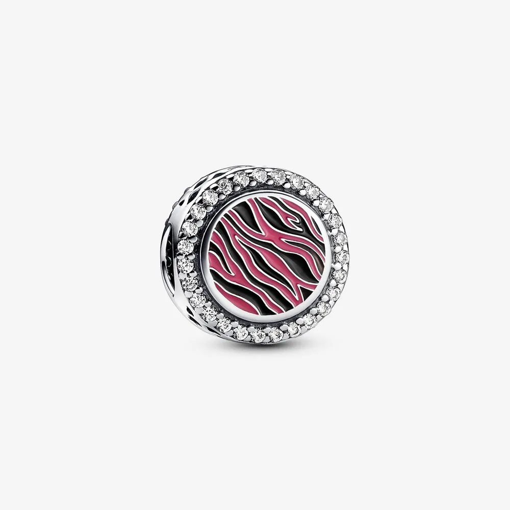 pandora pink zebra print sterling silver charm 792016cz_e026