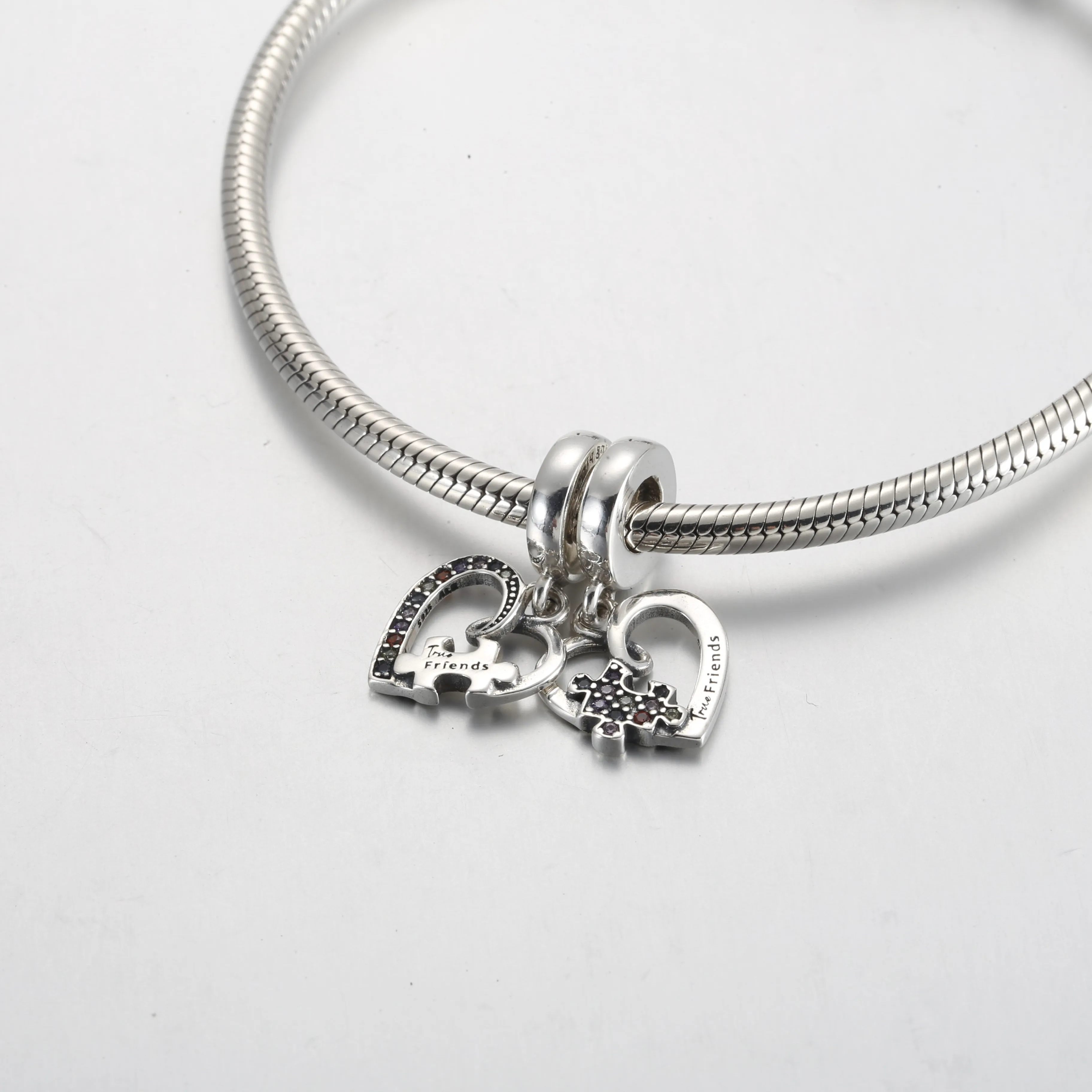 Pandora Puzzle Piece Hearts Splittable Friendship Dangle Charm - 792239C01