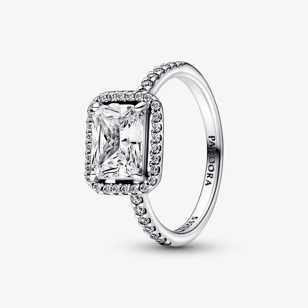 pandora rectangular sparkling halo ring 192391c01