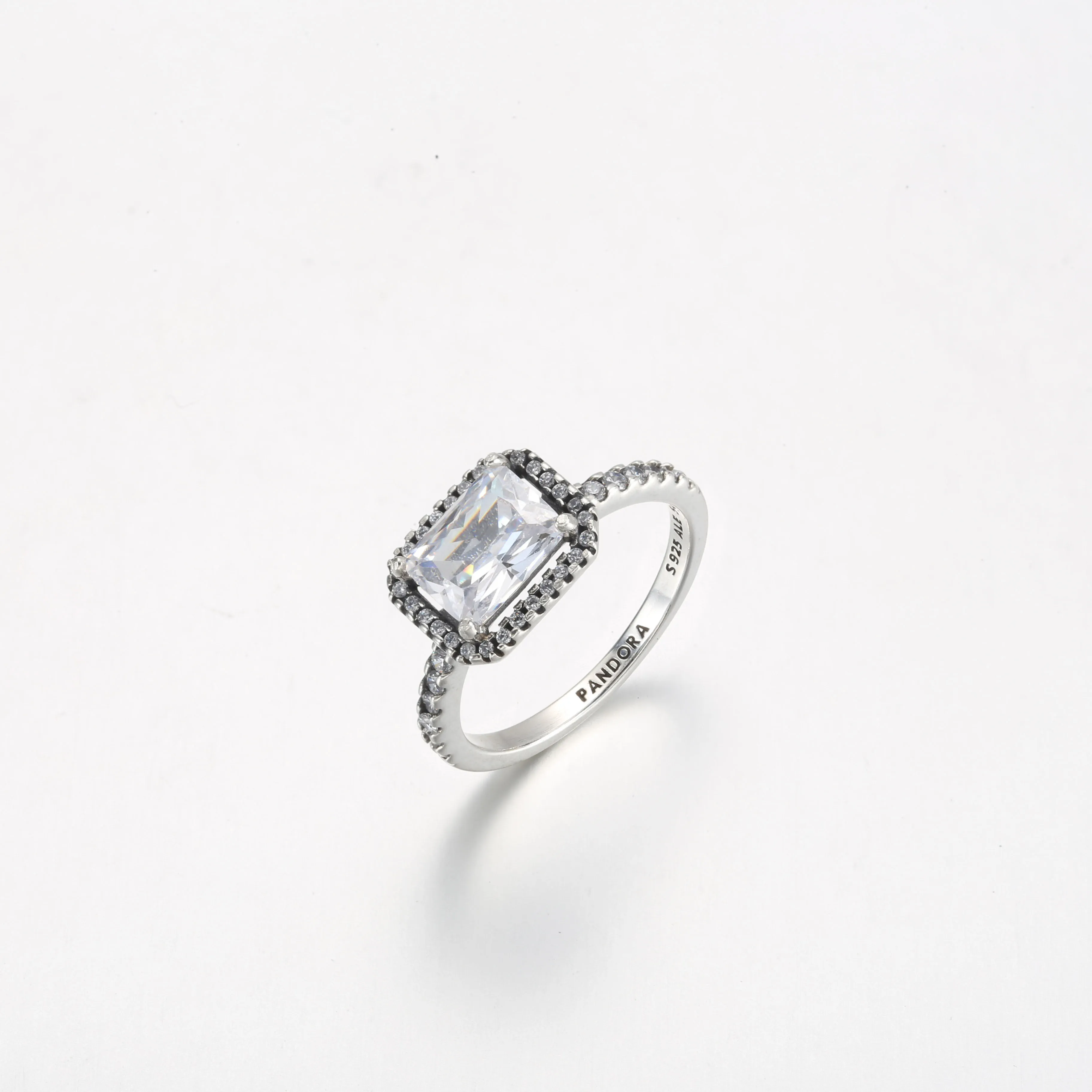 Pandora Rectangular Sparkling Halo Ring - 192391C01