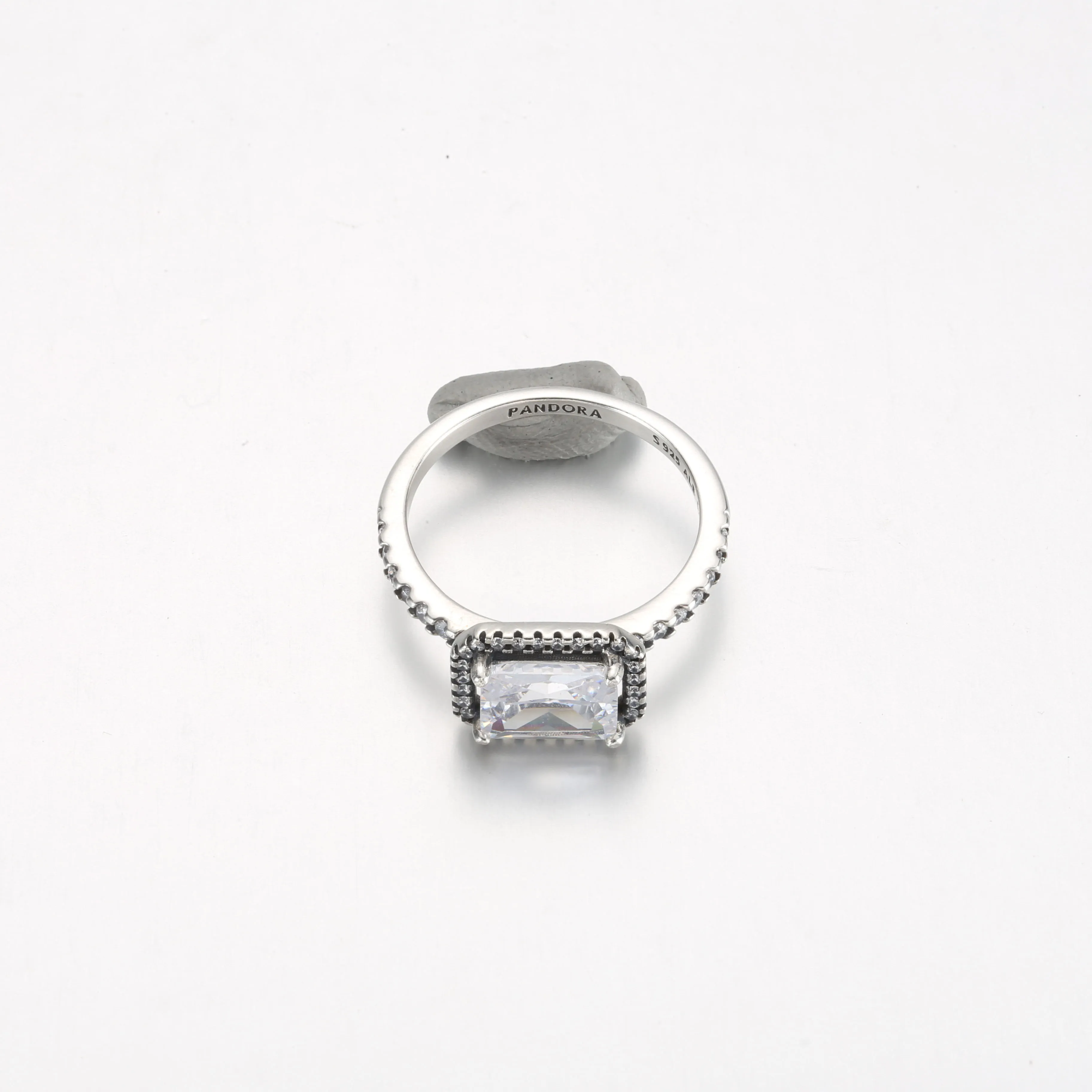 Pandora Rectangular Sparkling Halo Ring - 192391C01