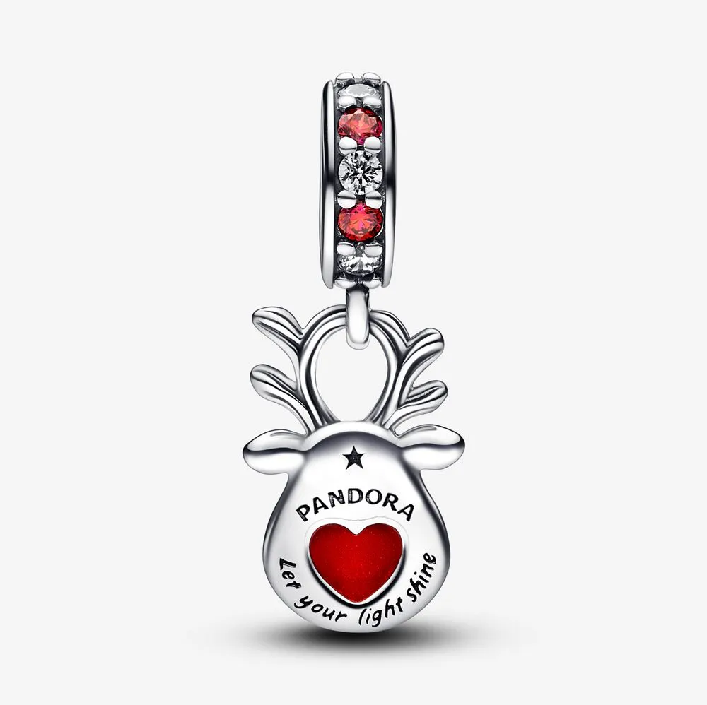 Pandora Red Nose Reindeer Murano Dangle Charm - 792330C01