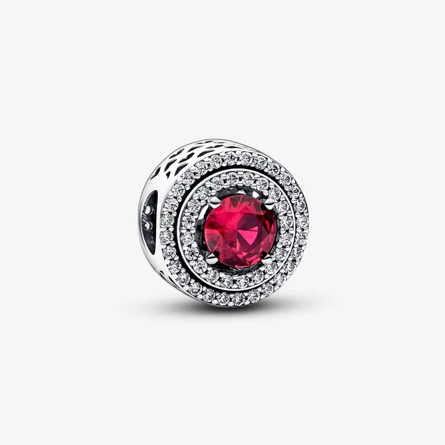 pandora red sparkling levelled round charm 792418c01