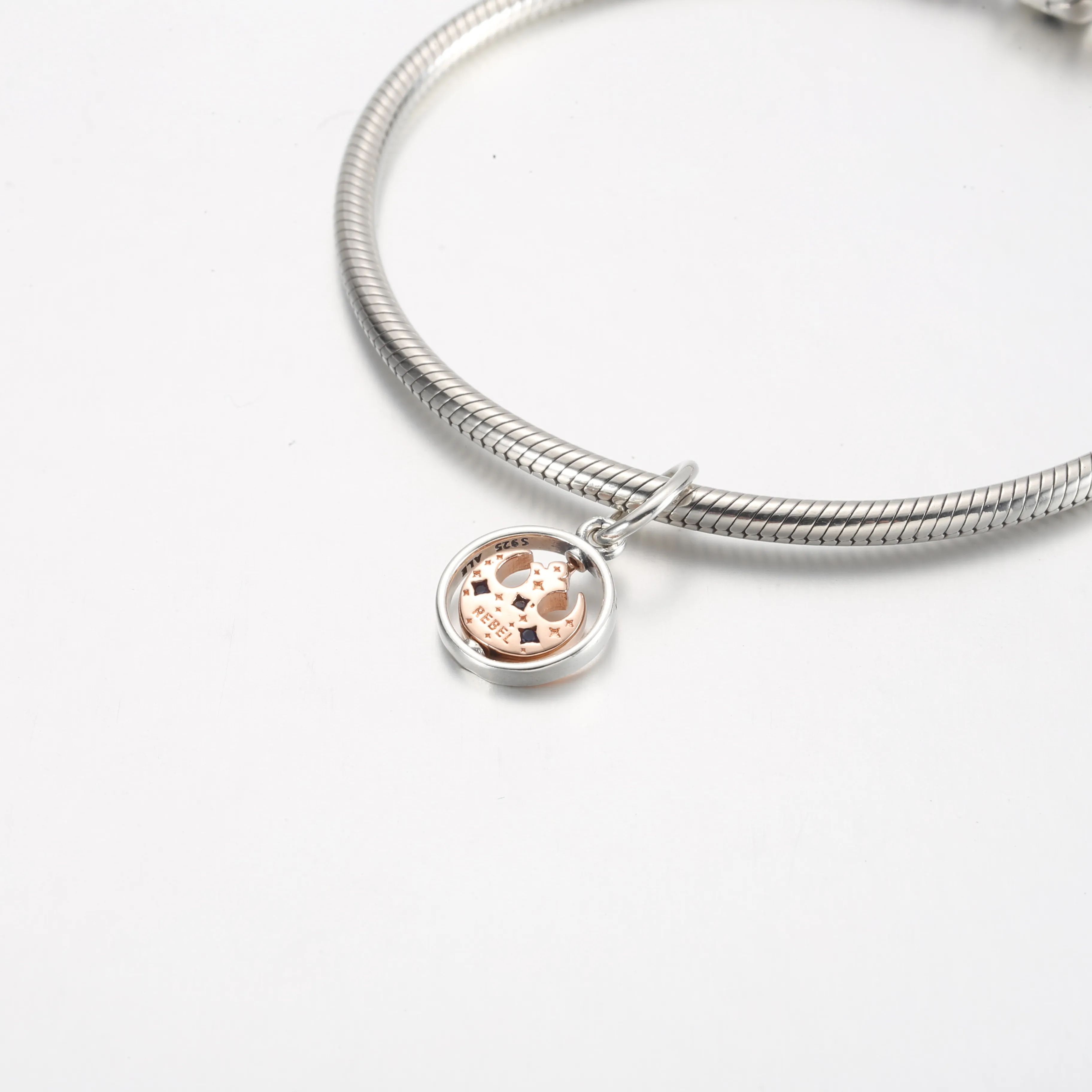 Pandora Retired 14K Rose Gold-Plated Star Wars Rebel Alliance Symbol Spinning Pendant - 380789C01