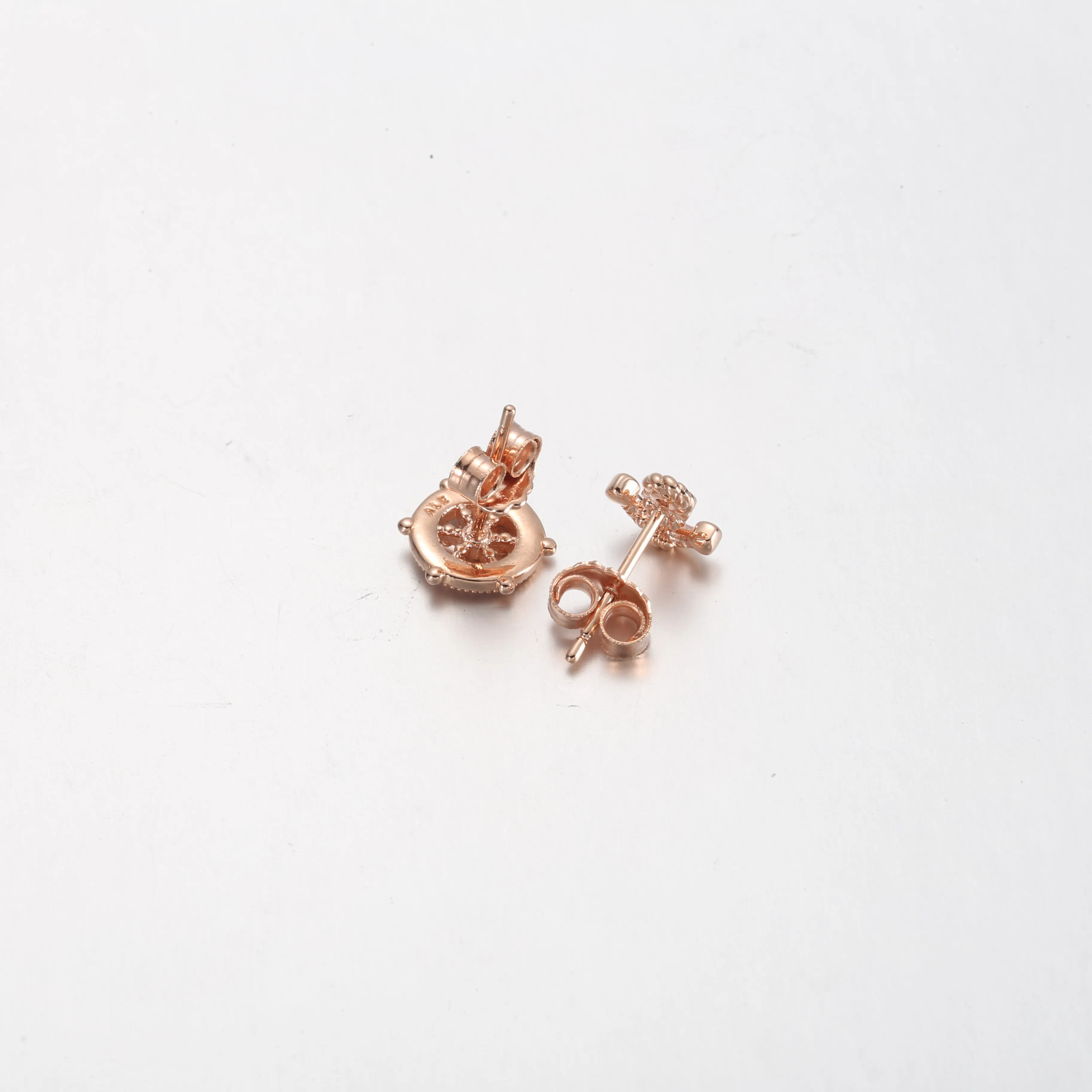 PANDORA Rose gold Sparkling Rudder and anchor Stud Earrings - P-D-3739