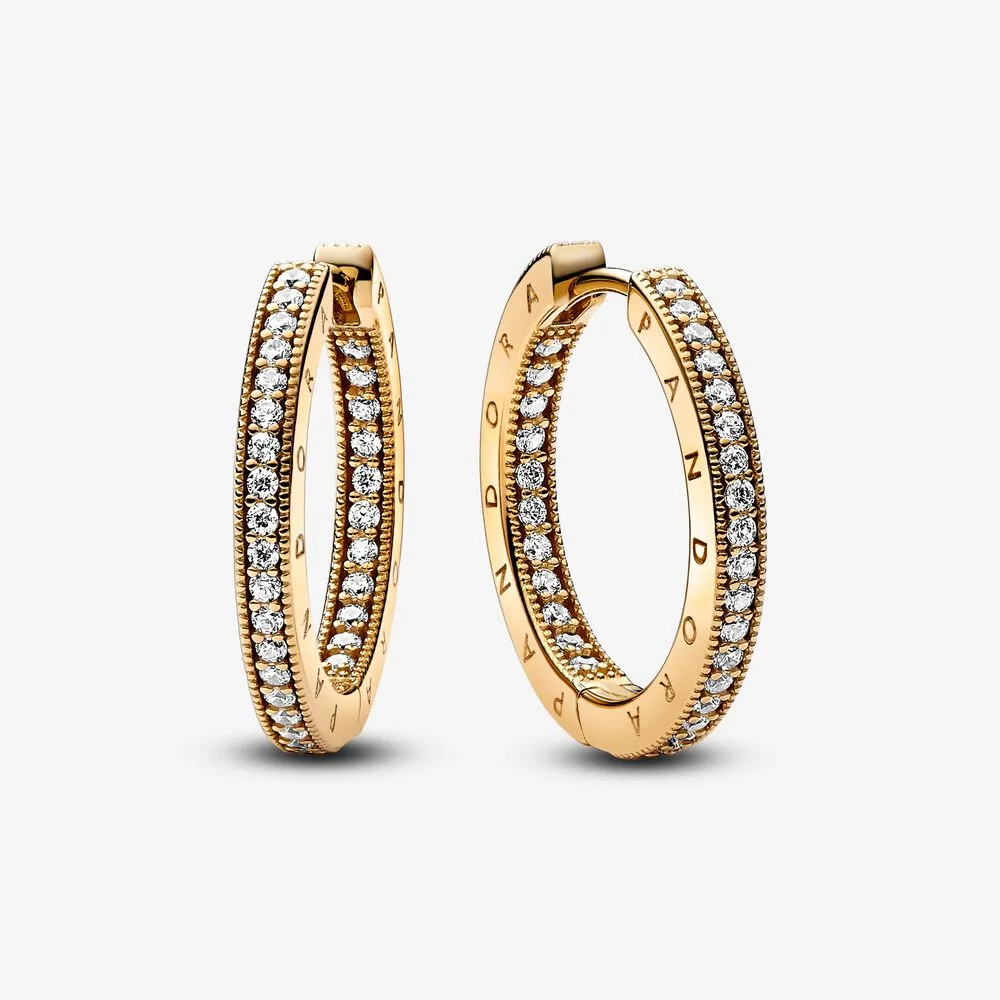 Pandora Signature Logo & Pavé Hoop Earrings - 262738C01