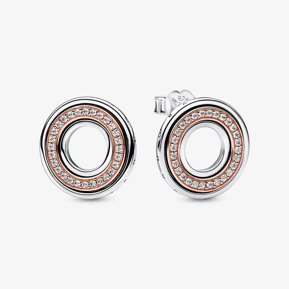 Pandora Signature Two tone Logo & Pavé Stud Earrings - 282780C01