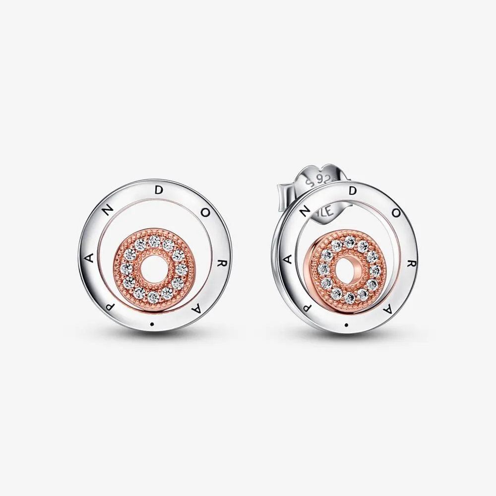 Pandora Signature Two-tone Logo Circles Stud Earrings - 282314C01