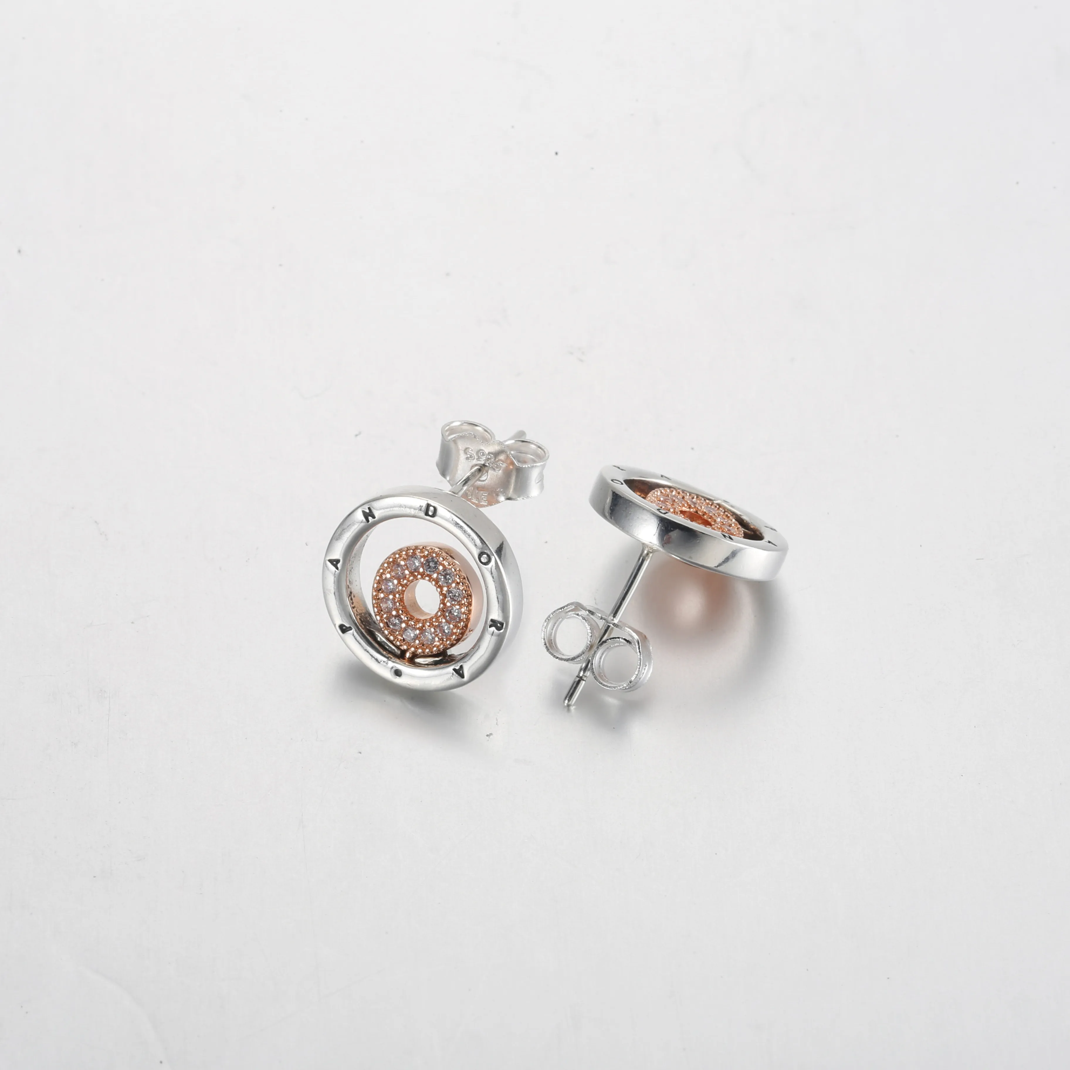 Pandora Signature Two-tone Logo Circles Stud Earrings - 282314C01