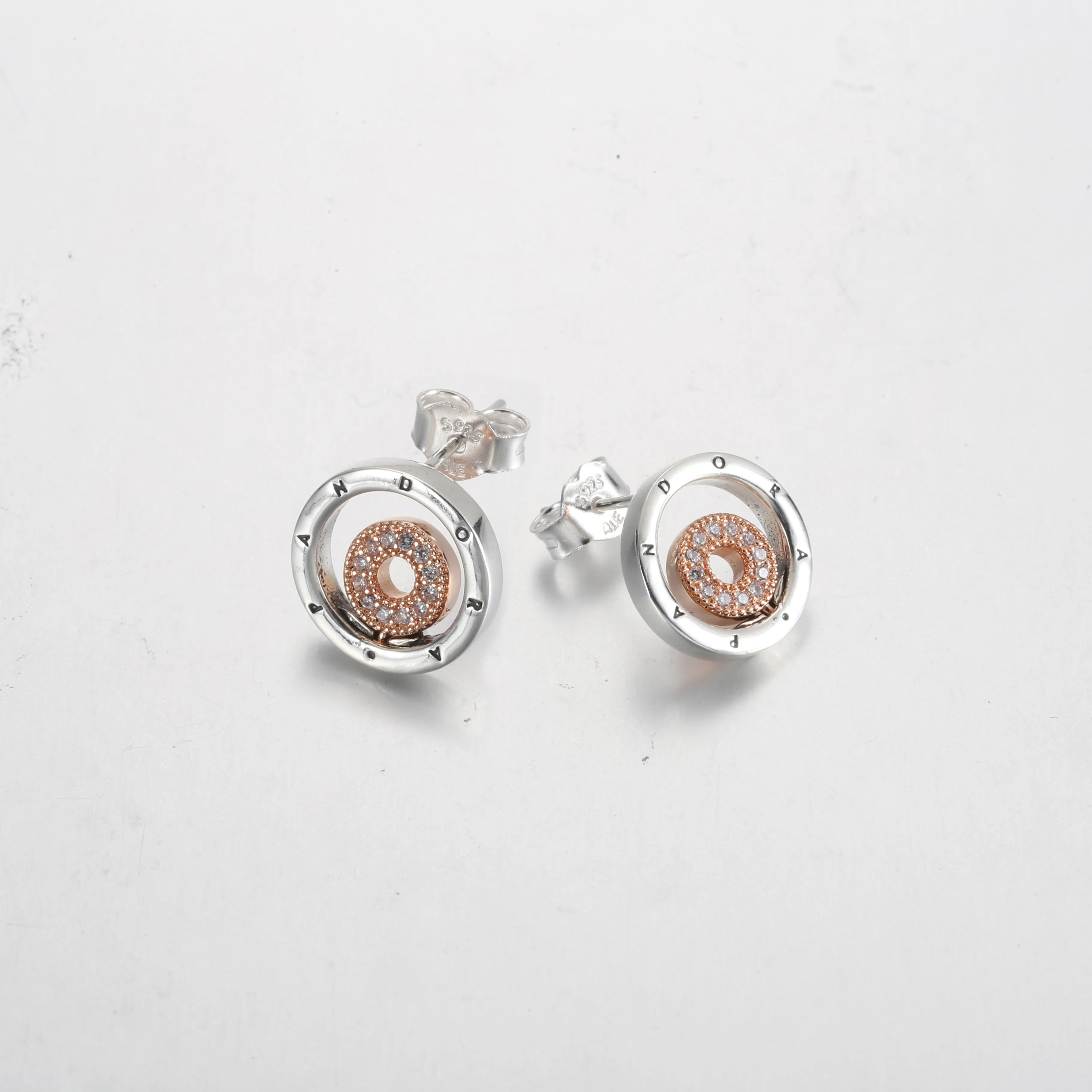 Pandora Signature Two-tone Logo Circles Stud Earrings - 282314C01