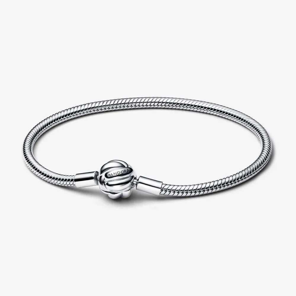 pandora snake chain sterling silver bracelet with love knot clasp 592422c00