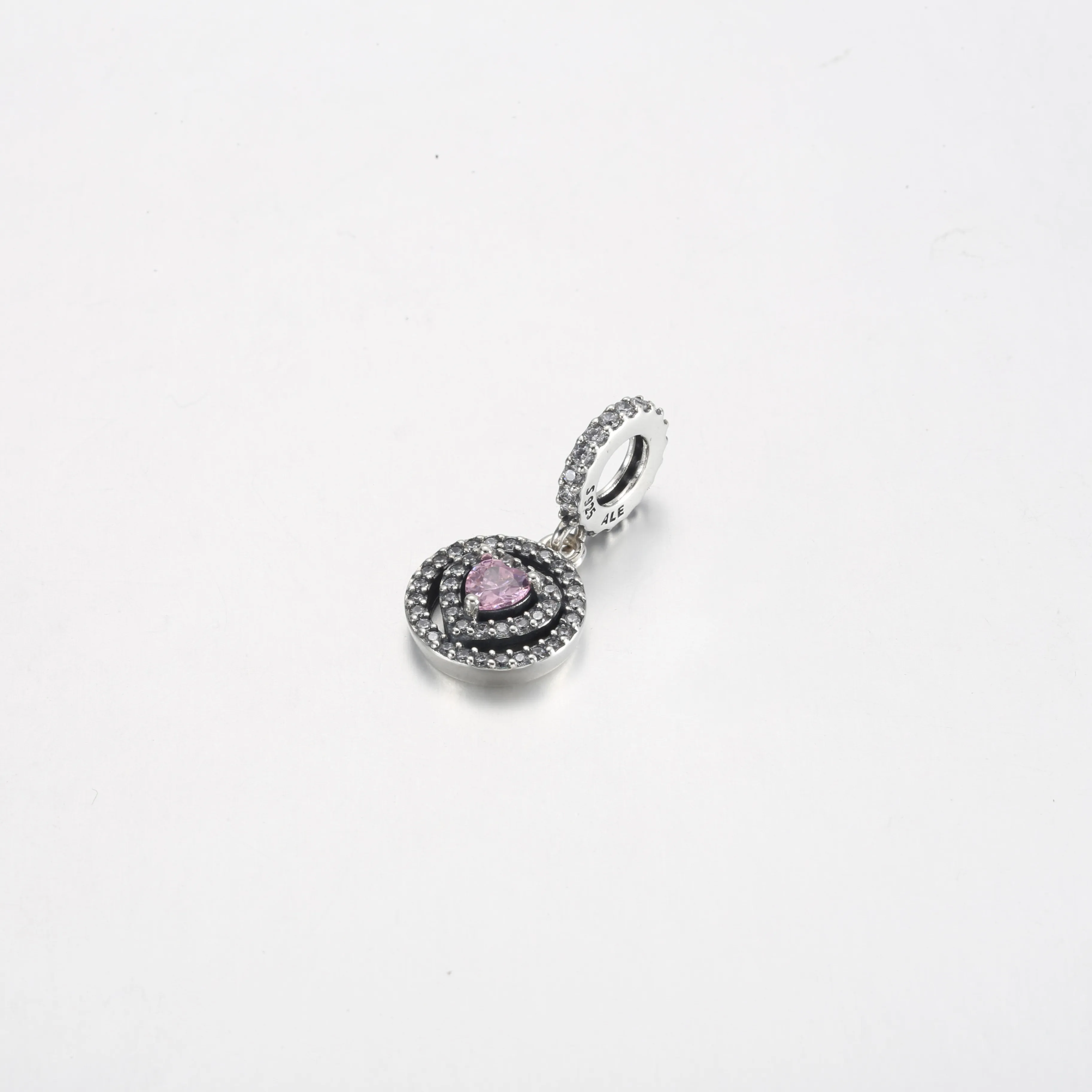 Pandora Sparkling Double Halo Heart Dangle Charm - 791476C01