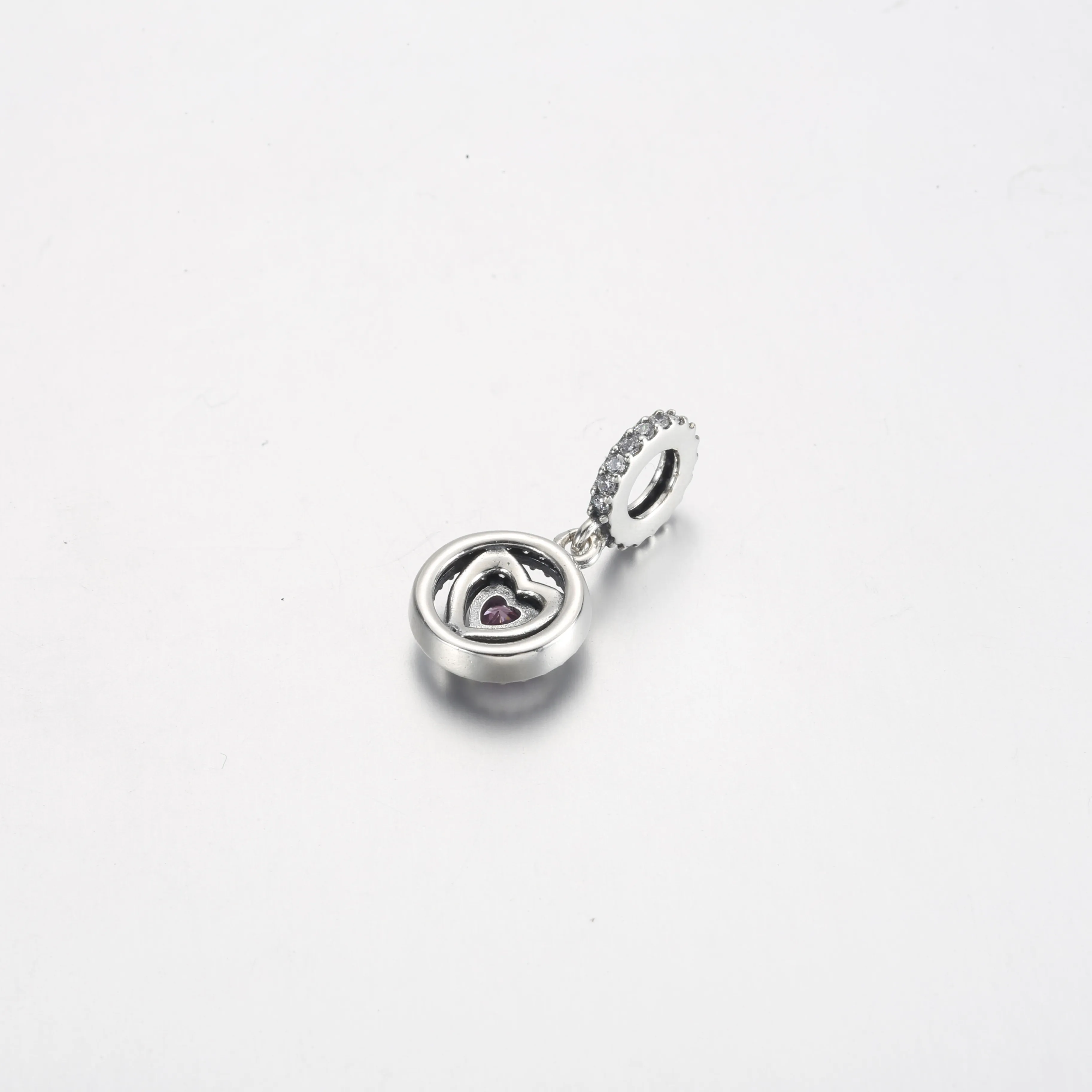 Pandora Sparkling Double Halo Heart Dangle Charm - 791476C01