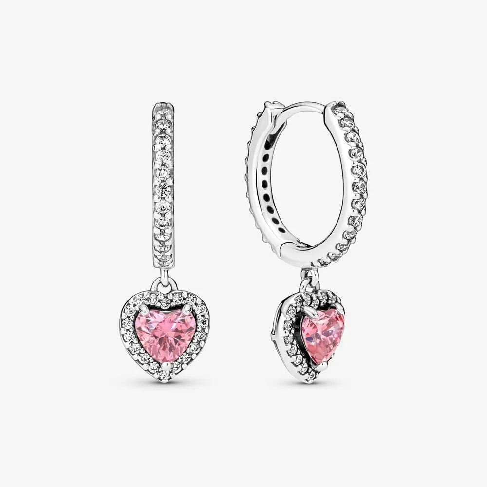 pandora sparkling halo heart hoop earrings 291445c01