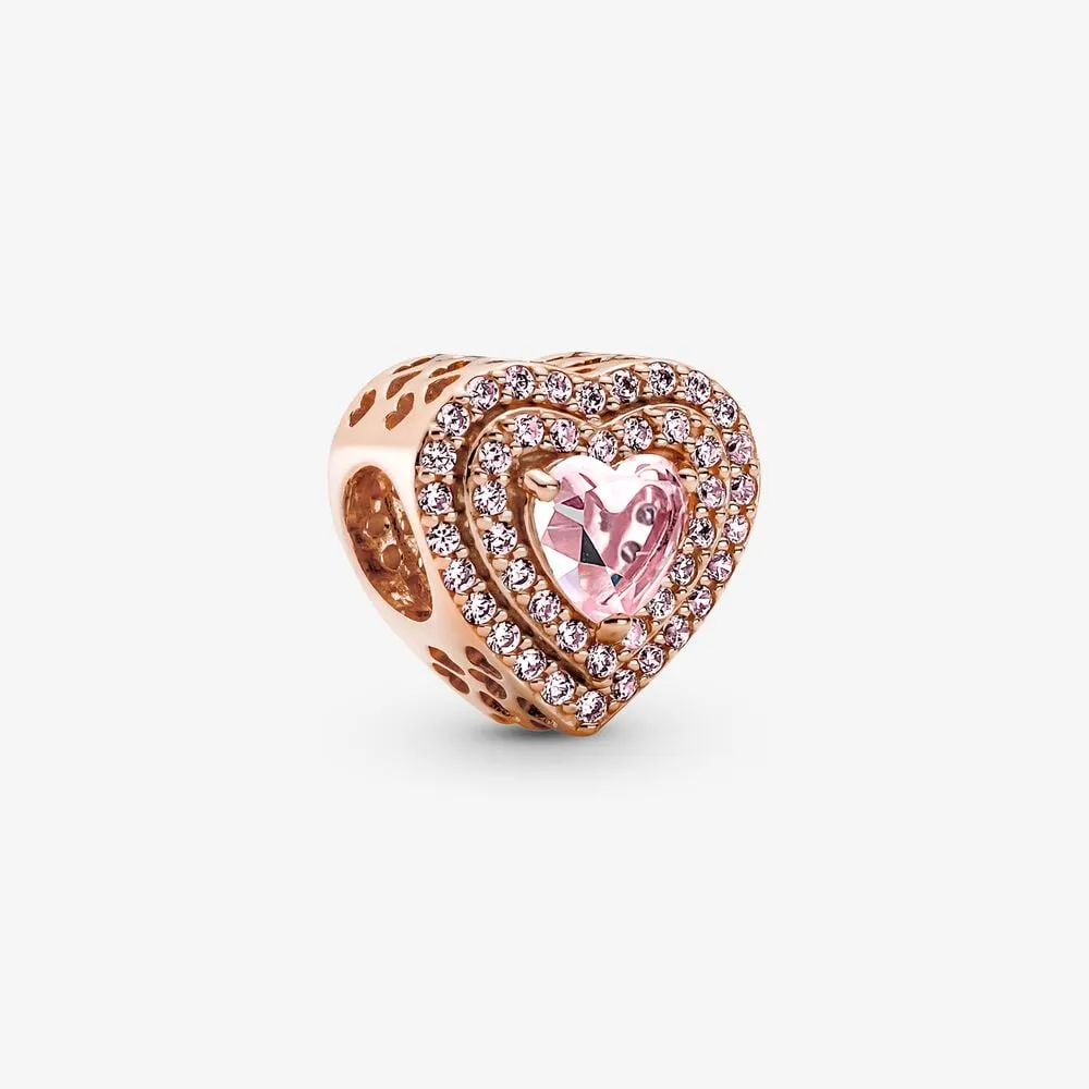 pandora sparkling levelled heart charm 789218c01