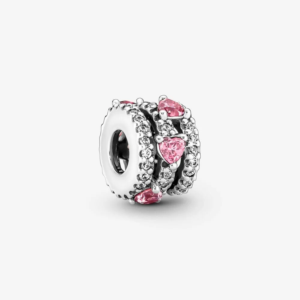 Pandora Sparkling Triple Halo Hearts Charm - 791161C01