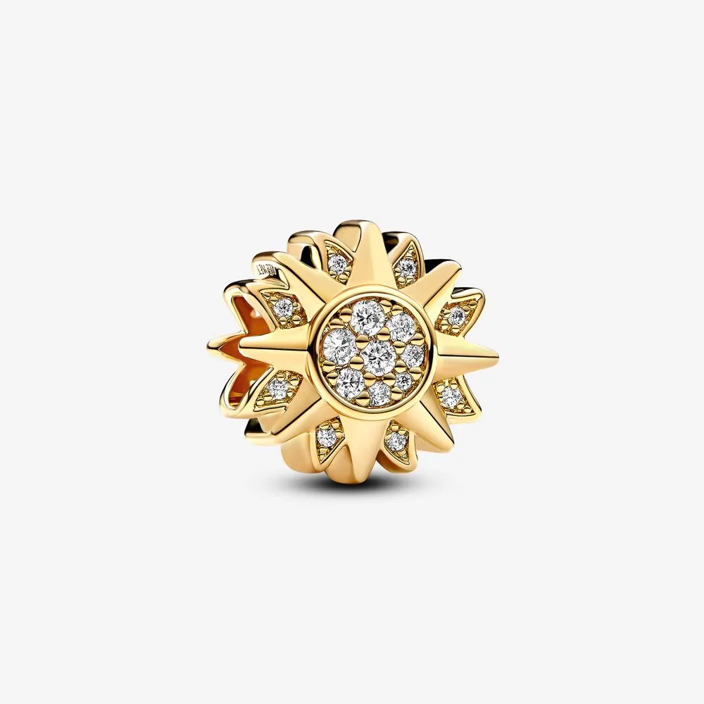 Pandora Sun 14k gold-plated charm with clear cubic zirconia - 762839C01