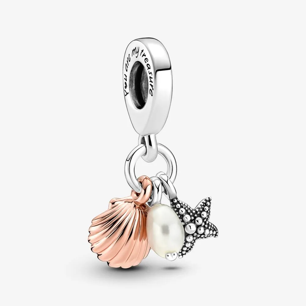 Pandora Treated Freshwater Cultured Pearl, Starfish & Shell Triple Dangle Charm - 781690C01