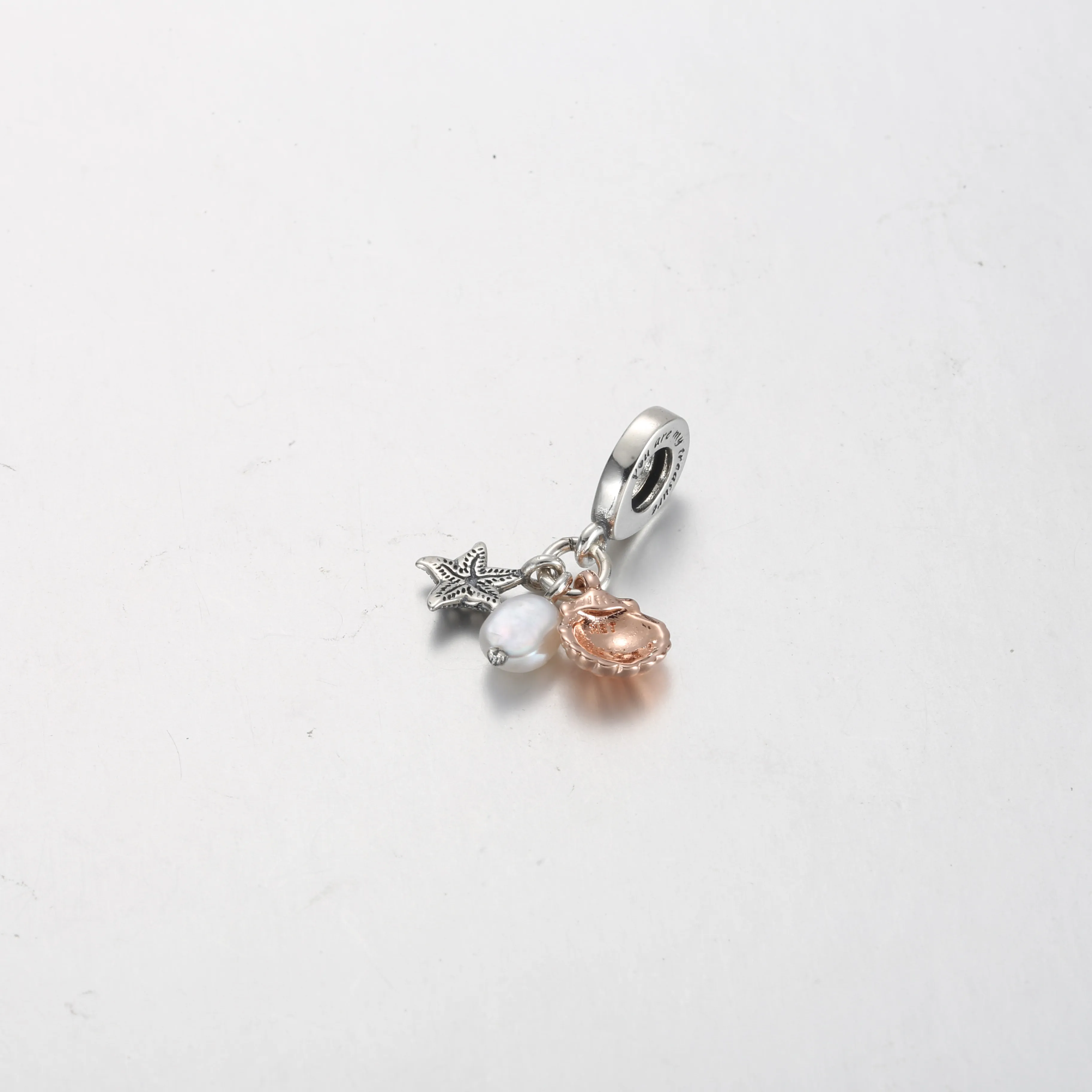 Pandora Treated Freshwater Cultured Pearl, Starfish & Shell Triple Dangle Charm - 781690C01