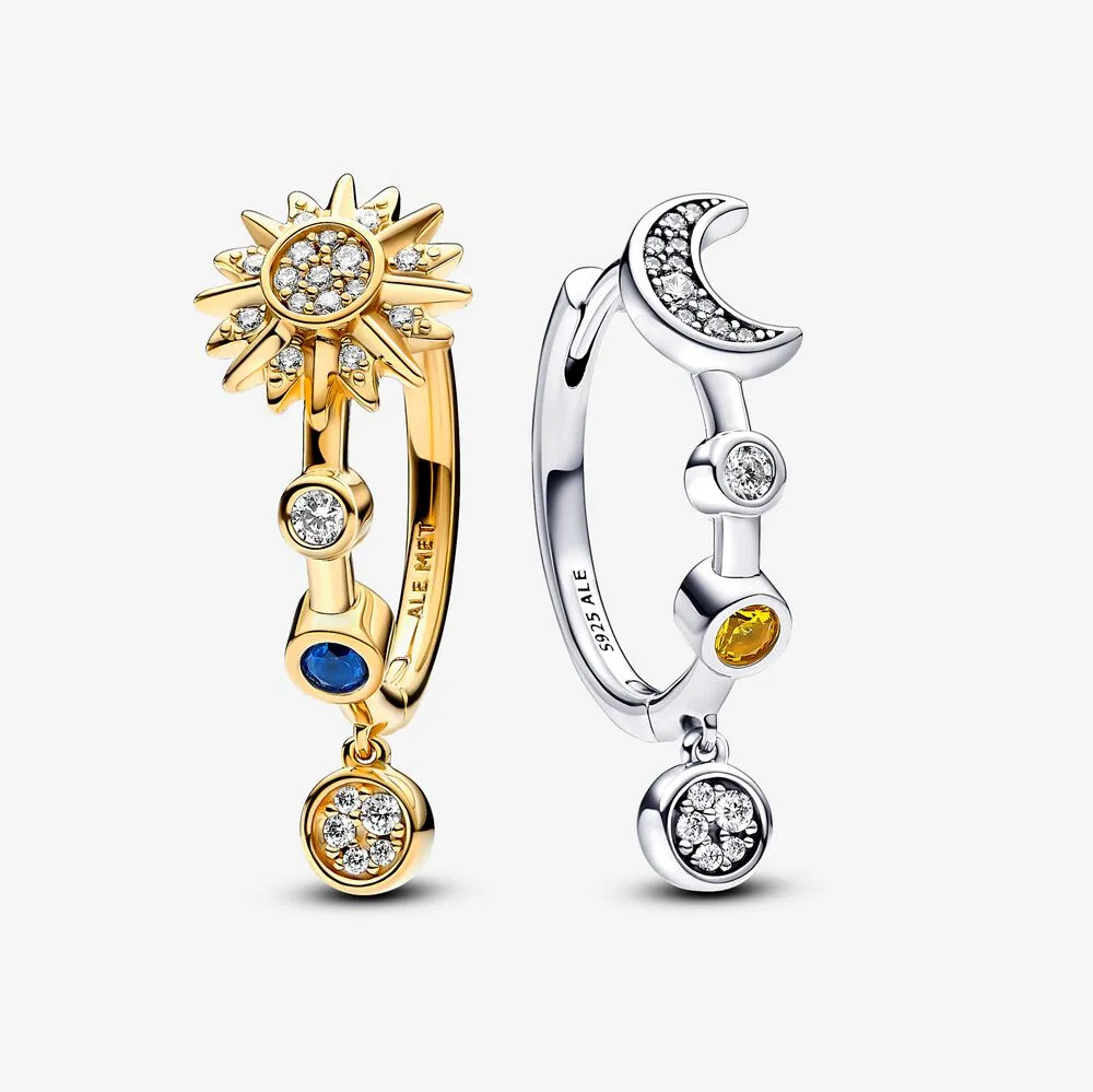 Pandora Two-tone Sparkling Solar System Hoop Earrings - 262842C01