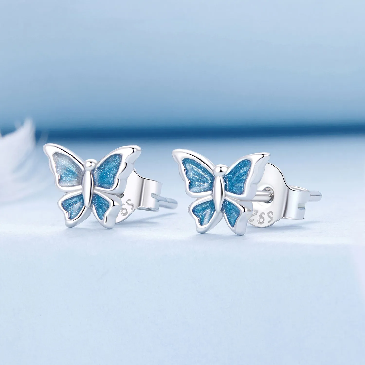 PANDORA Style Blue Butterfly Earrings - BSE957