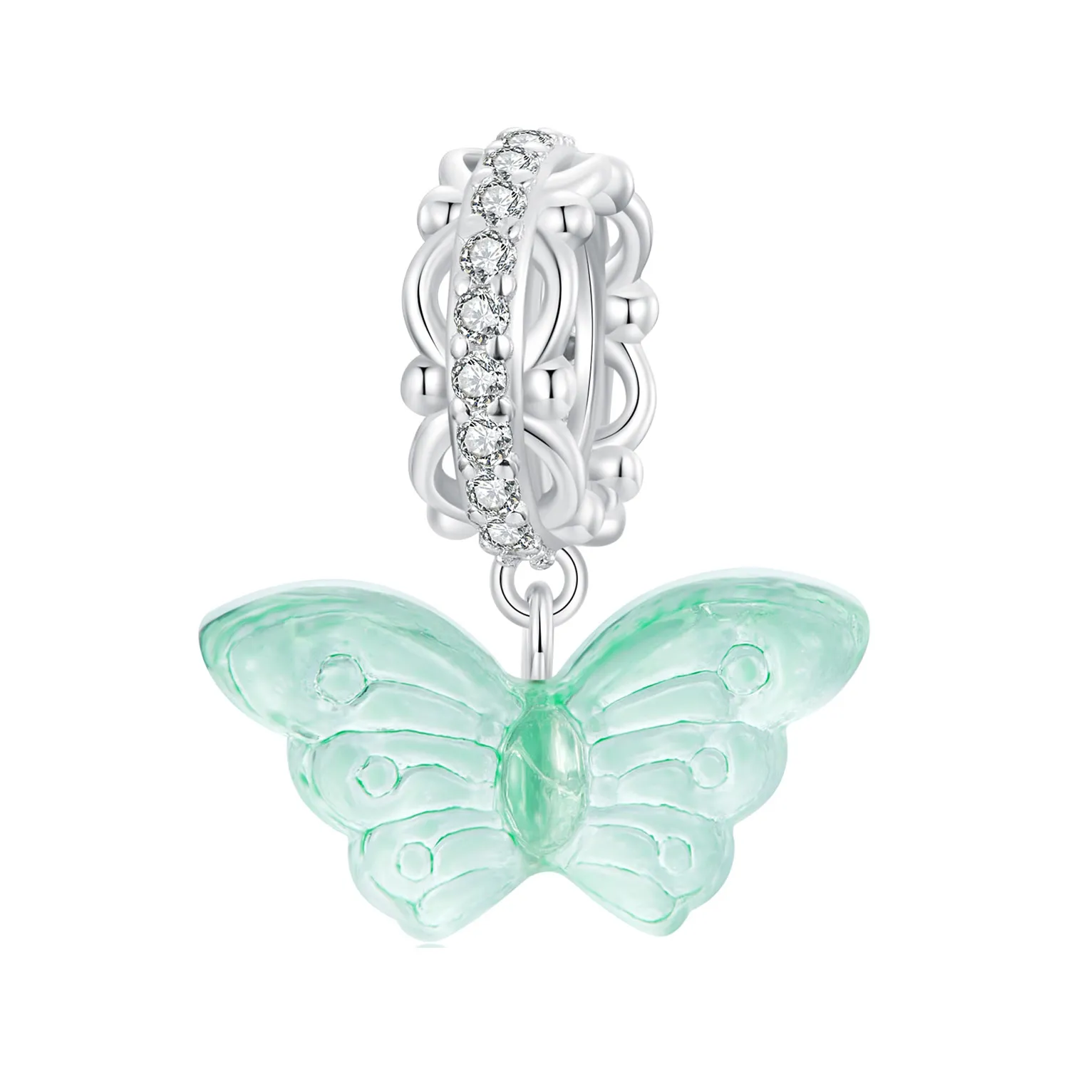 pandora style green butterfly charm scc2712