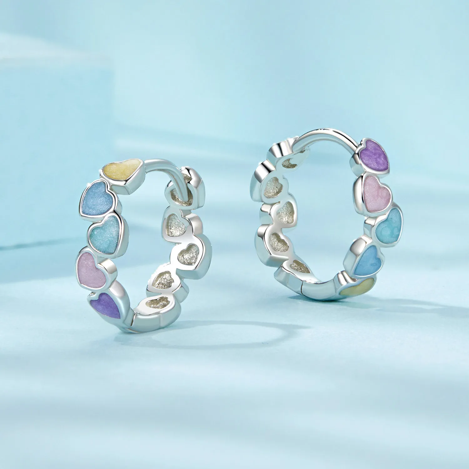 PANDORA Style Heart Shape Colorful Dopamine Earrings - SCE1694