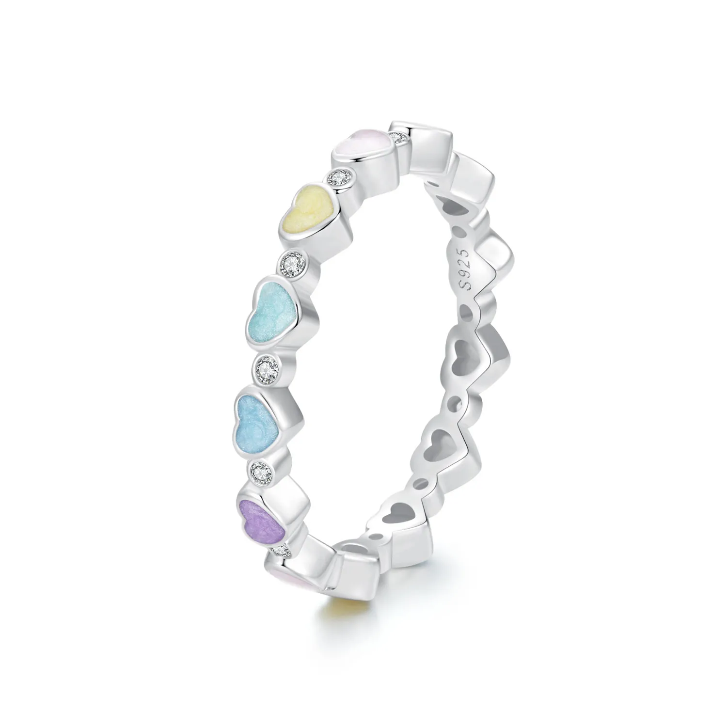 PANDORA Style Heart Shaped Colorful Dopamine Ring - SCR995