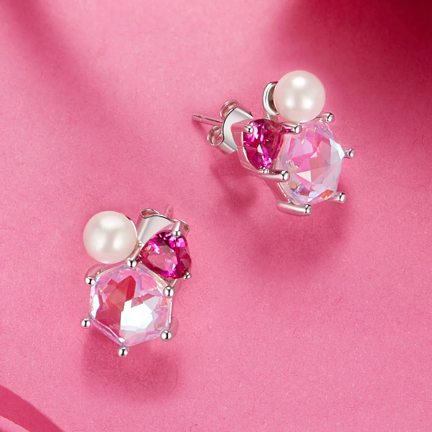 PANDORA Style Pink Sparkling Pearl Earrings - SCE1697