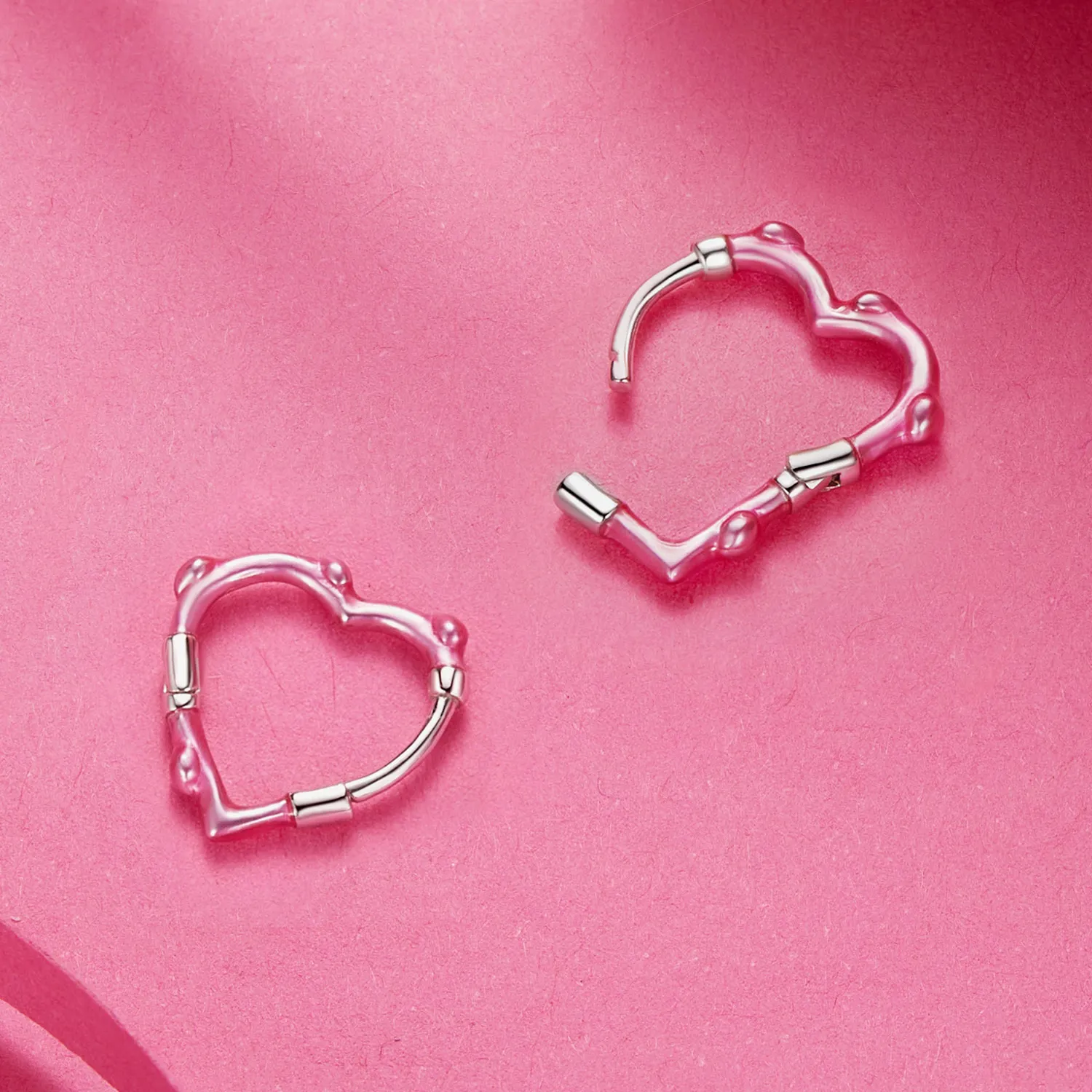 PANDORA Style Rose Heart-Shaped Earrings - SCE1698