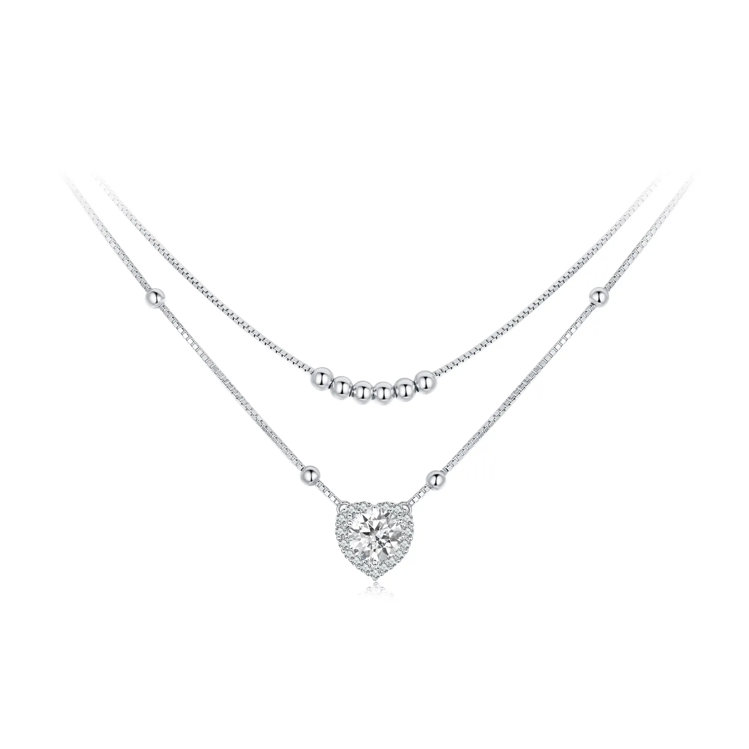 PANDORA Style Double Moissanite Necklace (One Certificate) - MSN033