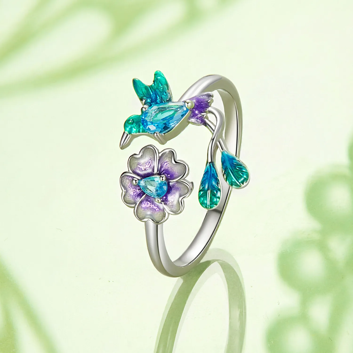 PANDORA Style Flower And Bird Open Ring - BSR536-E